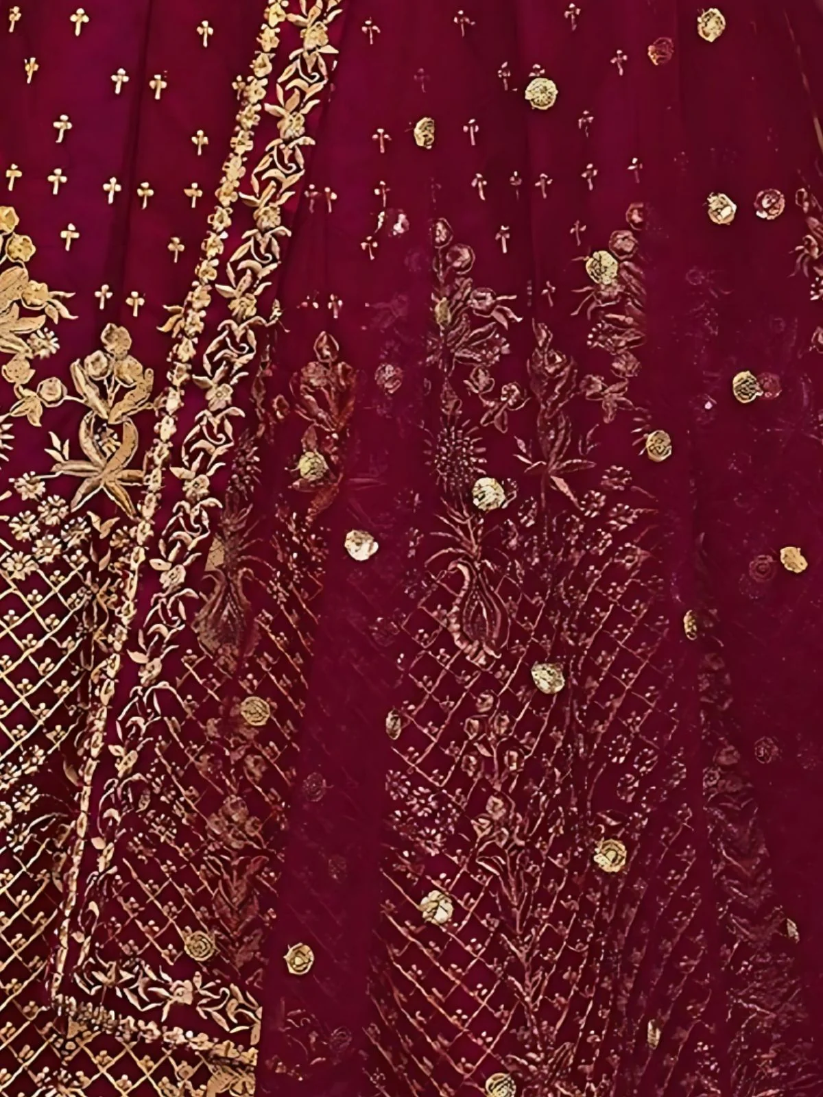 Odette Maroon Satin Silk Embroidered Semi-Stitched Lehenga For Women - Image 4