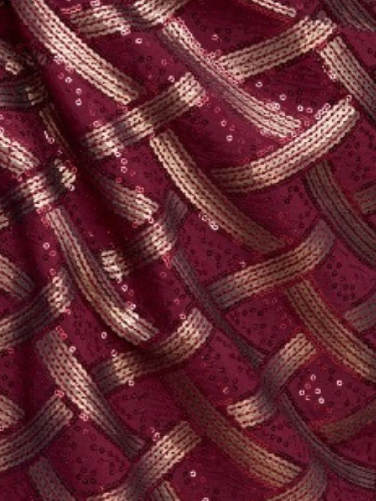 Odette Maroon Silk Blend Sequins Stitched  Kurta For Men - Image 4