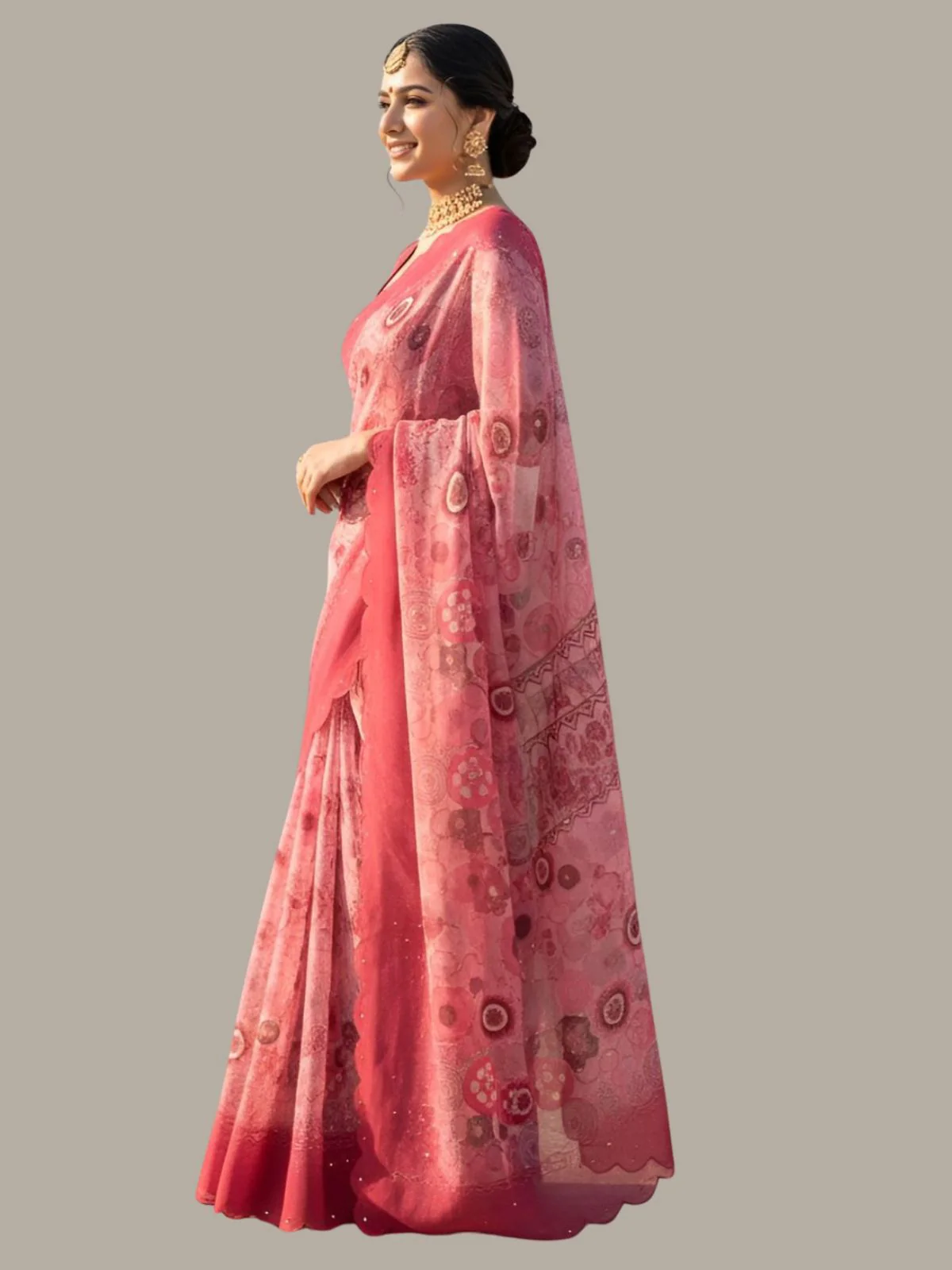 Odette Maroon Silk Printed Saree For Women - Image 2