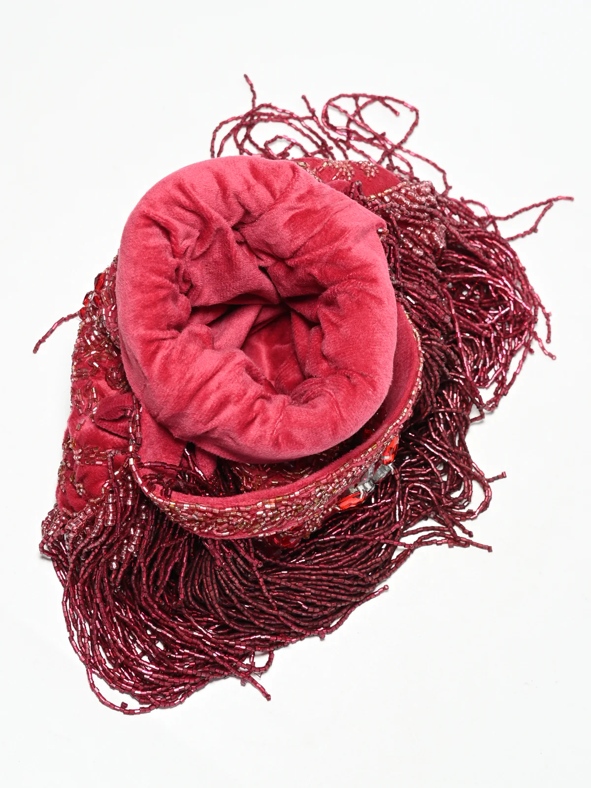 Odette Maroon Suede Cutdana Embellished Potli For Women - Image 5
