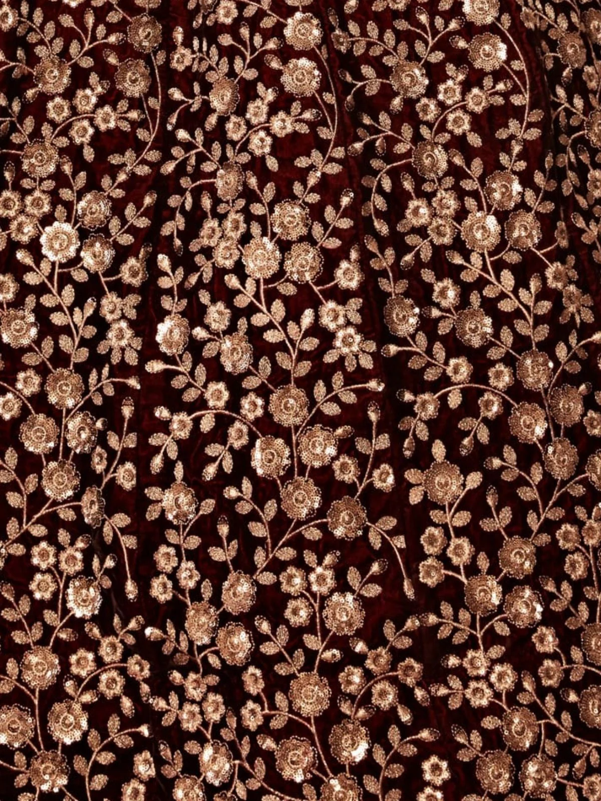 Odette Maroon Velvet Embroidered Semi Stitched Lehenga With Unstitched Blouse For Women - Image 6