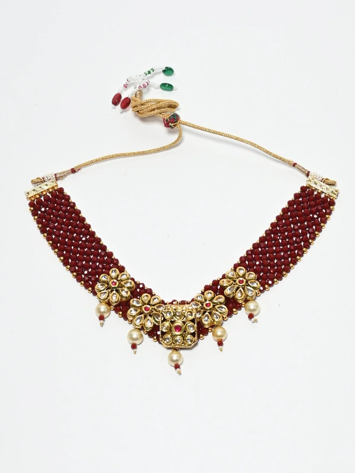 Odette Marron Alloy Beaded Pearl Jewellery Set For Women - Image 4