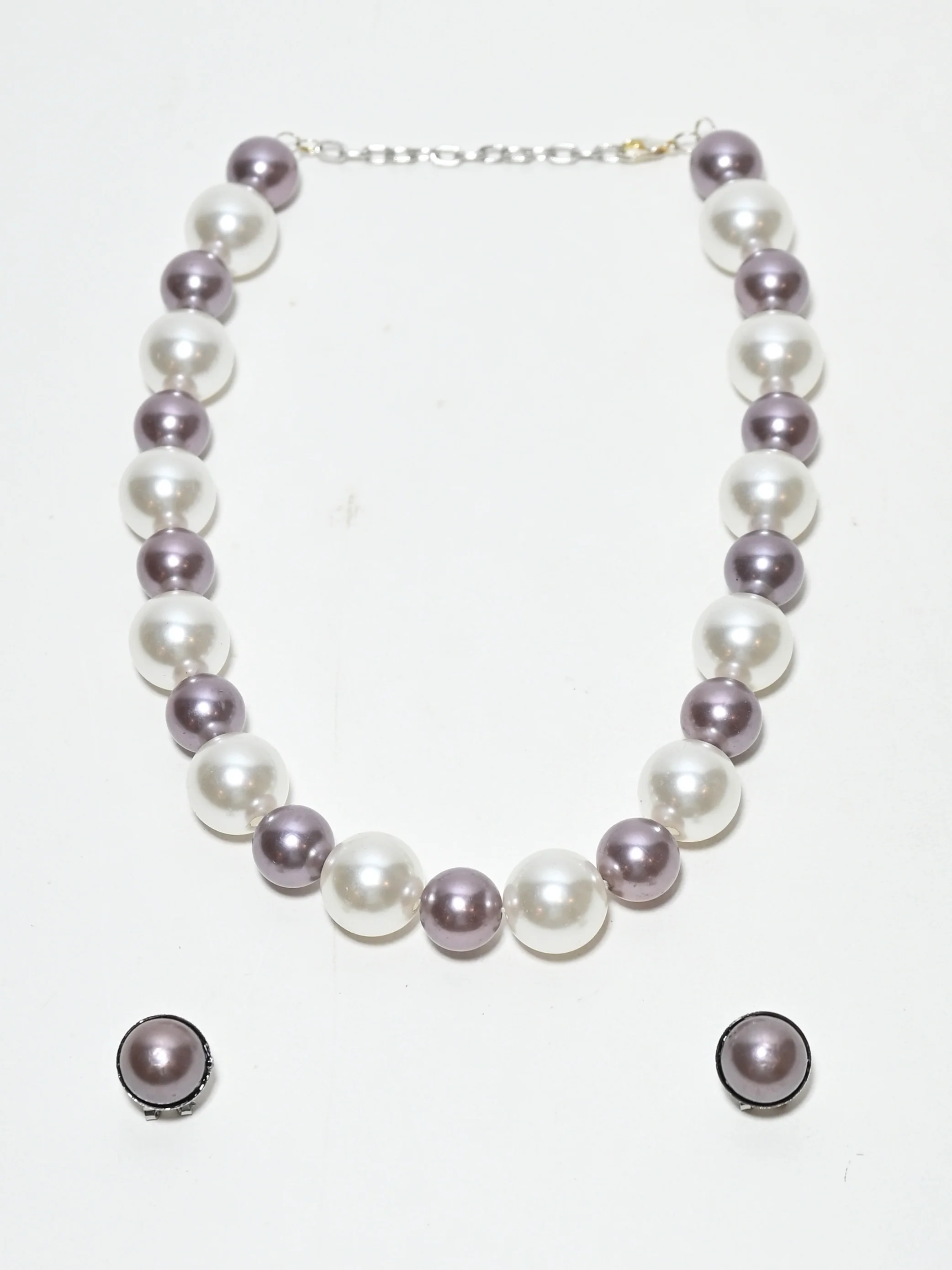 Odette Mauve Alloy Pearl Jewellery Set For Women - Image 3