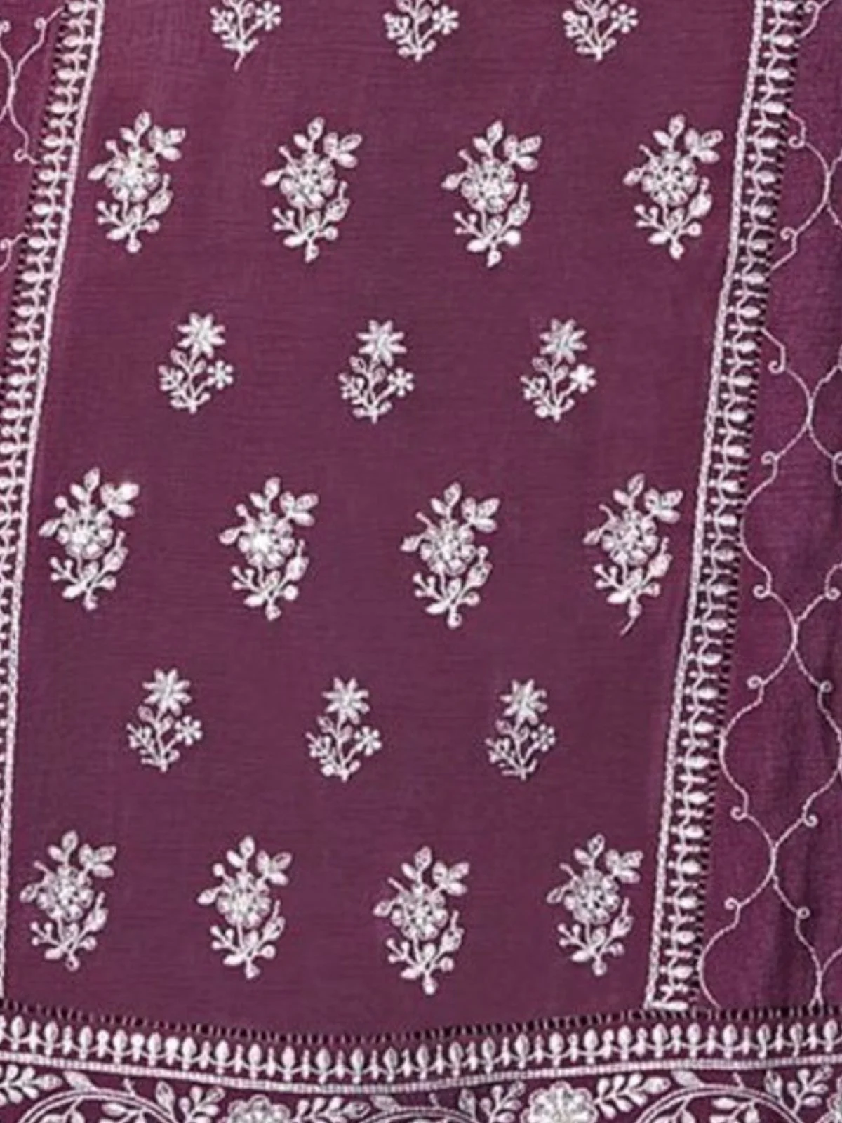 Odette Mauve Chiffon Embroidered Semi Stitched Kurta Set For Women - Image 3