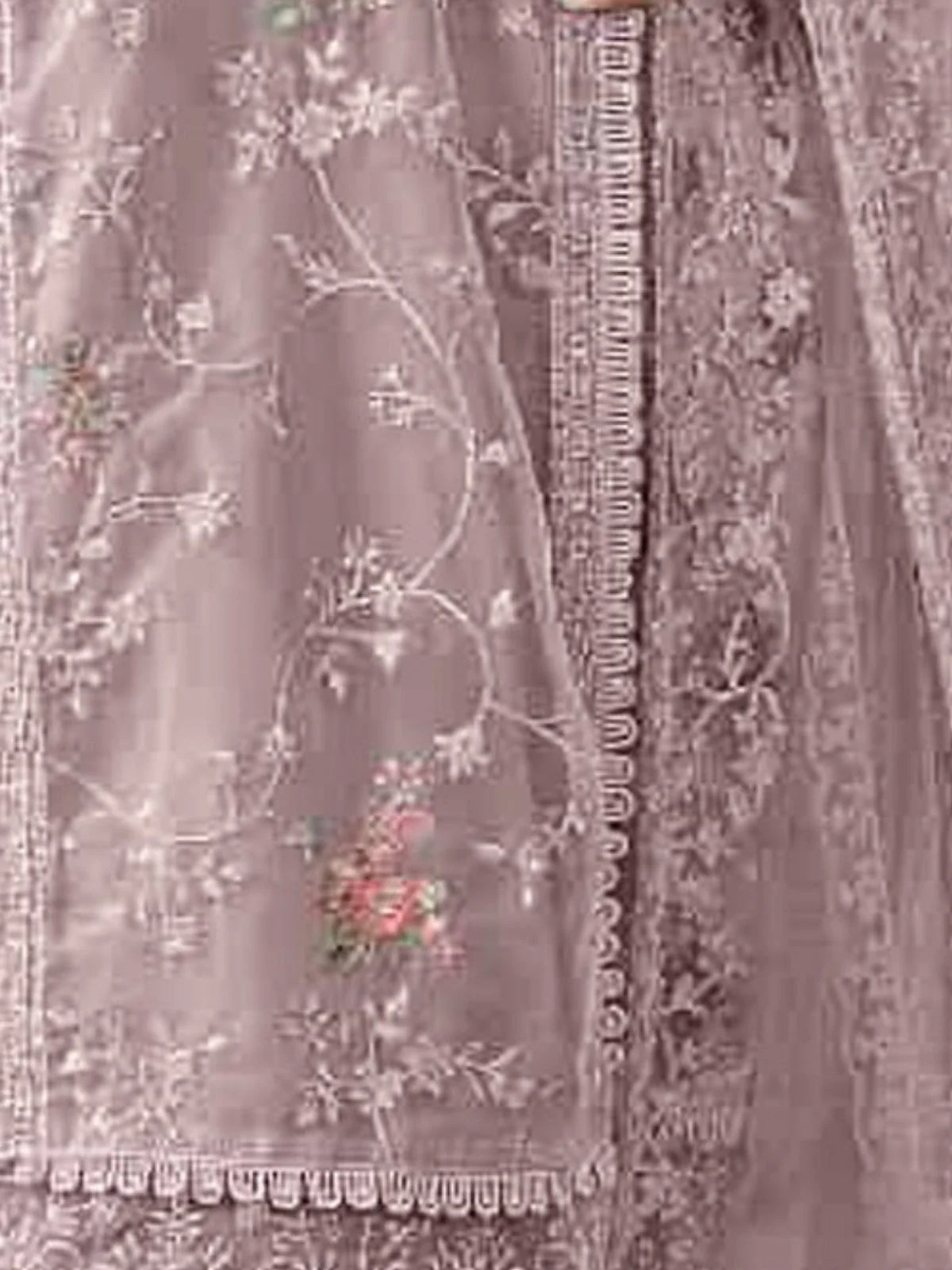 Odette Mauve Organza Embroidered Semi Stitched Kurta Set For Women - Image 3
