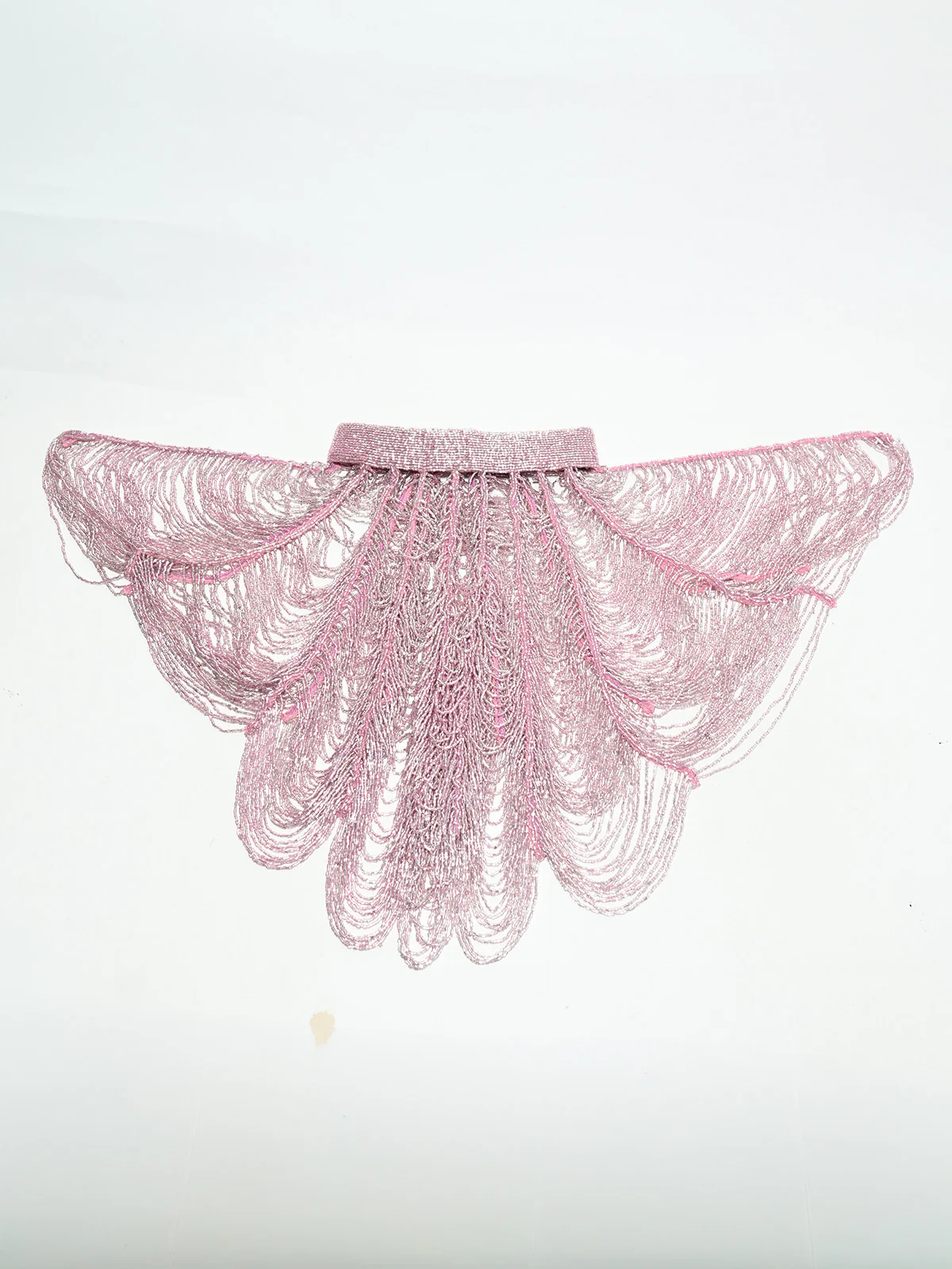 Odette Mauve Pink Soft Net Embellished Cape For Women - Image 2
