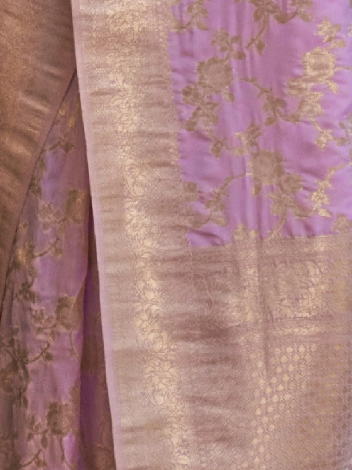 Odette Mauve Silk Blend Woven Saree With Unstitched Blouse For Women - Image 3