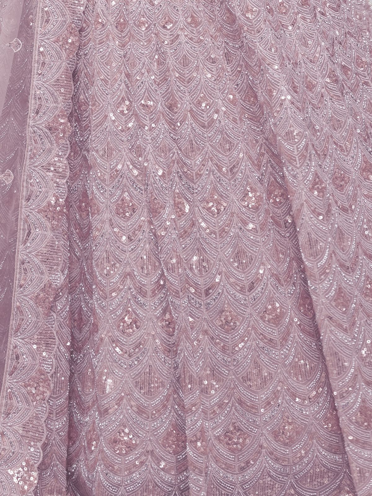 Odette Mauve Soft Net Embroidered Semi Stitched Lehenga With Unstitched Blouse For Women - Image 6