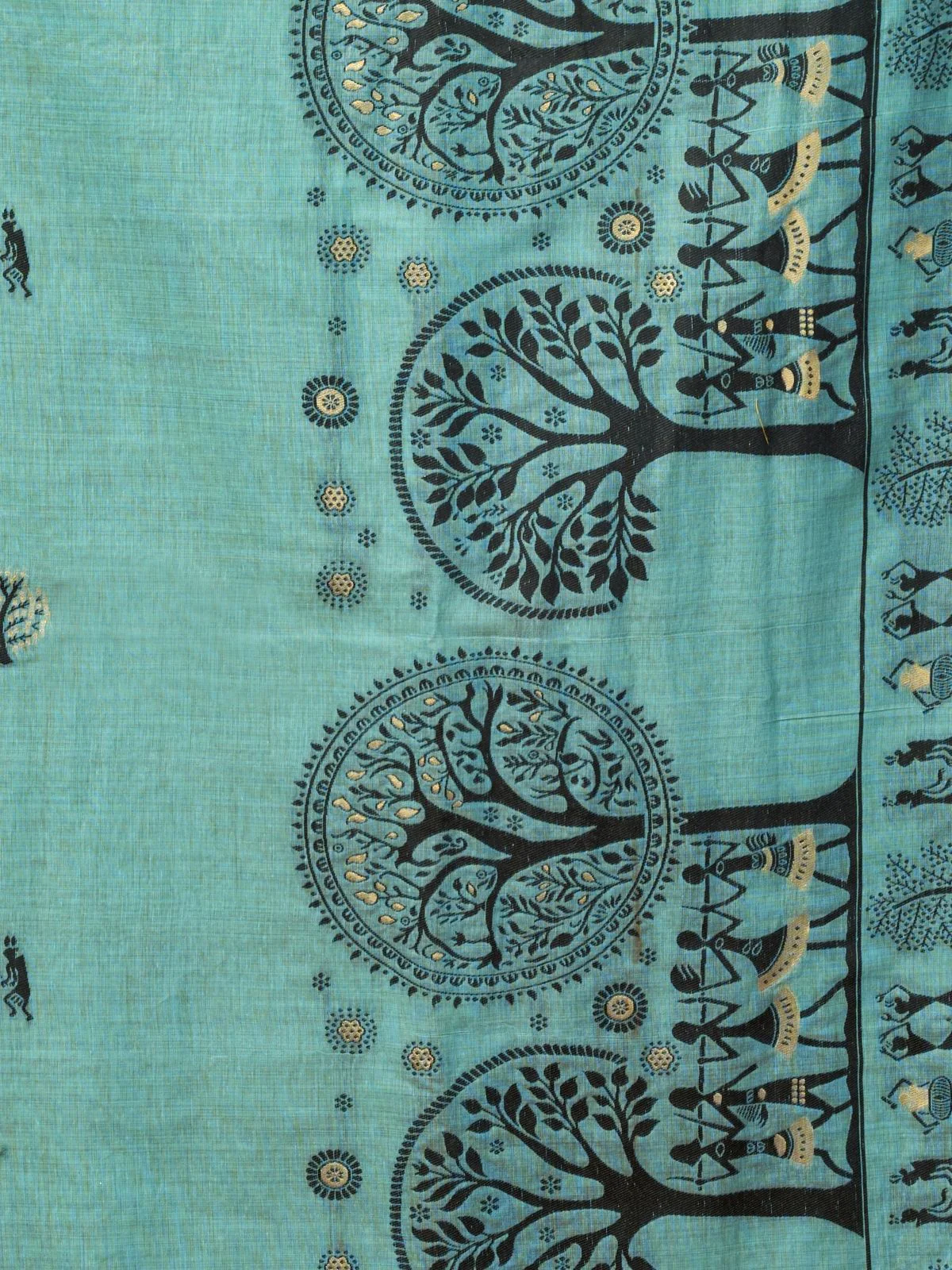 Odette Mint Green Cotton Blend Printed Saree For Women - Image 6