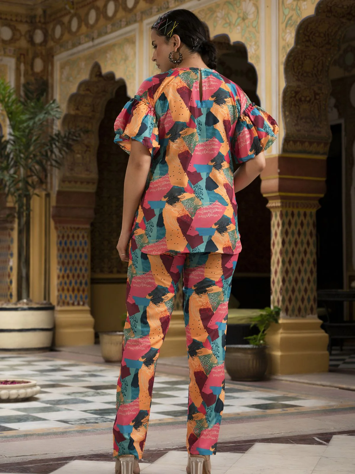 Odette Multicolor Muslin Printed Indo Western Co Ord Set For Women - Image 5