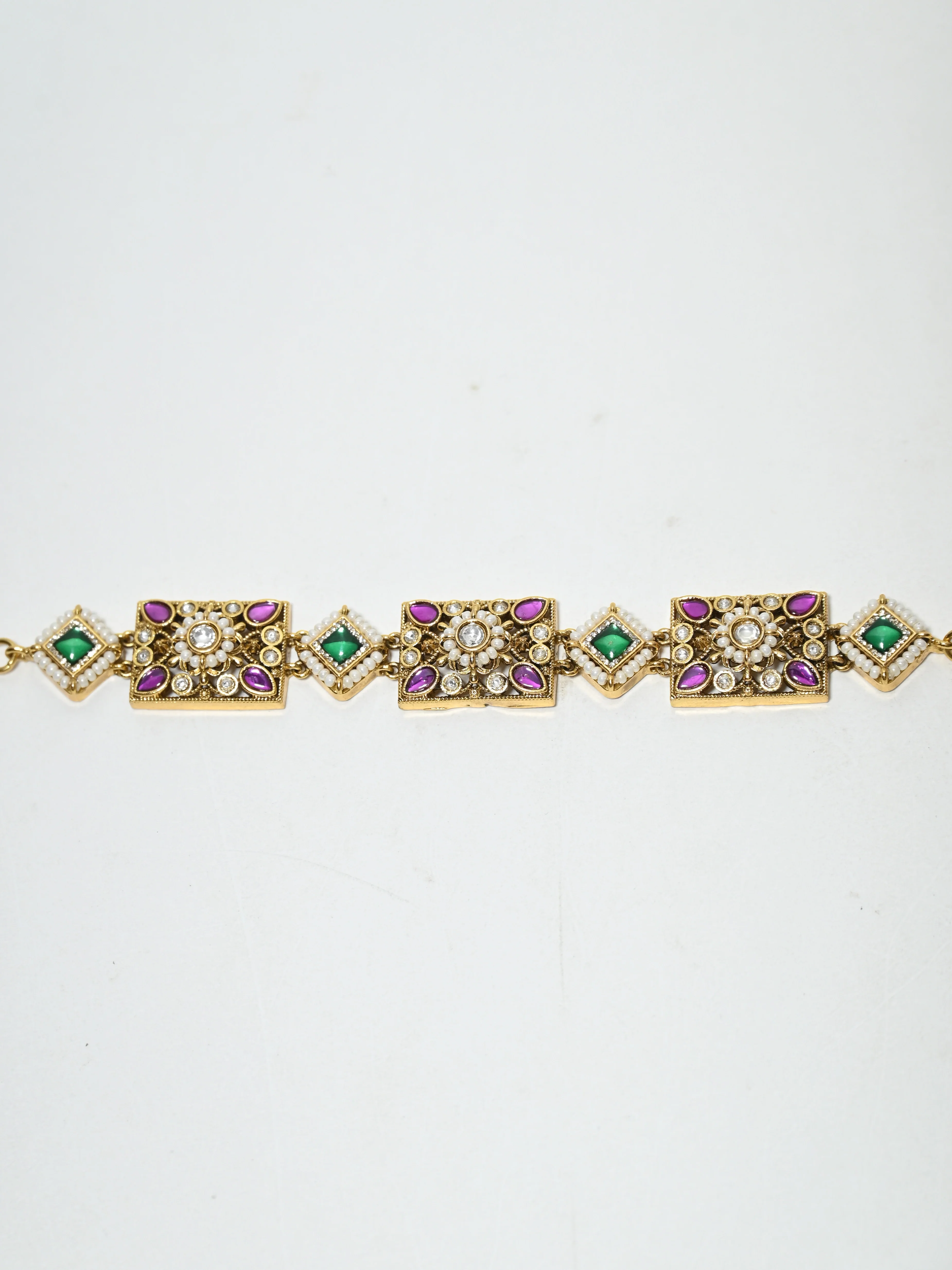 Odette Multi Colour Alloy Stone And Pearl Bracelet For Women - Image 4