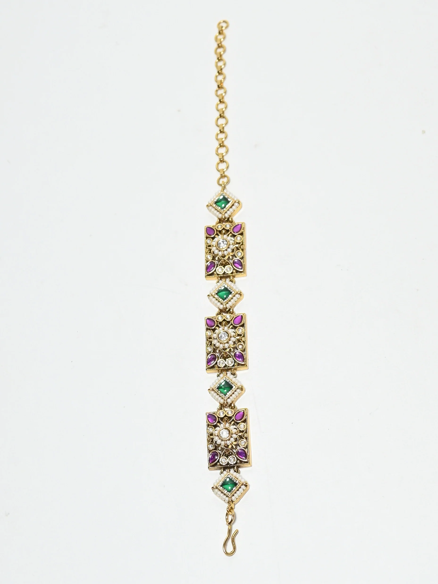 Odette Multi Colour Alloy Stone And Pearl Bracelet For Women - Image 6
