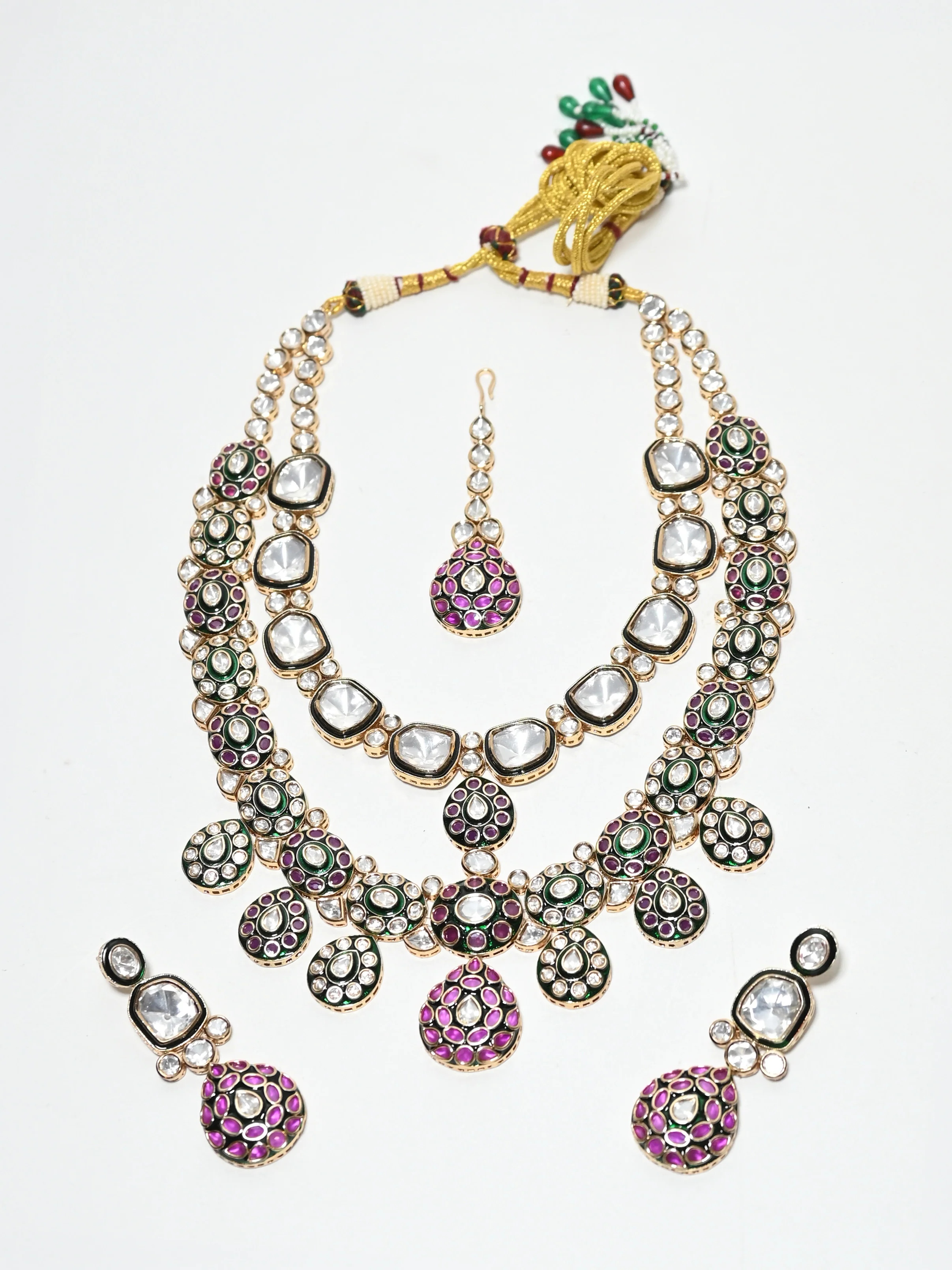 Odette Multi Colour Alloy Stone Jewellery Set For Women - Image 4