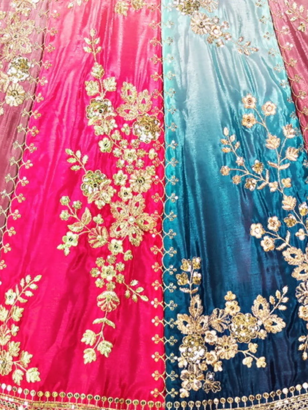 Odette Multi Colour Chinon Embellished Semi Stitched Lehenga For Women - Image 5