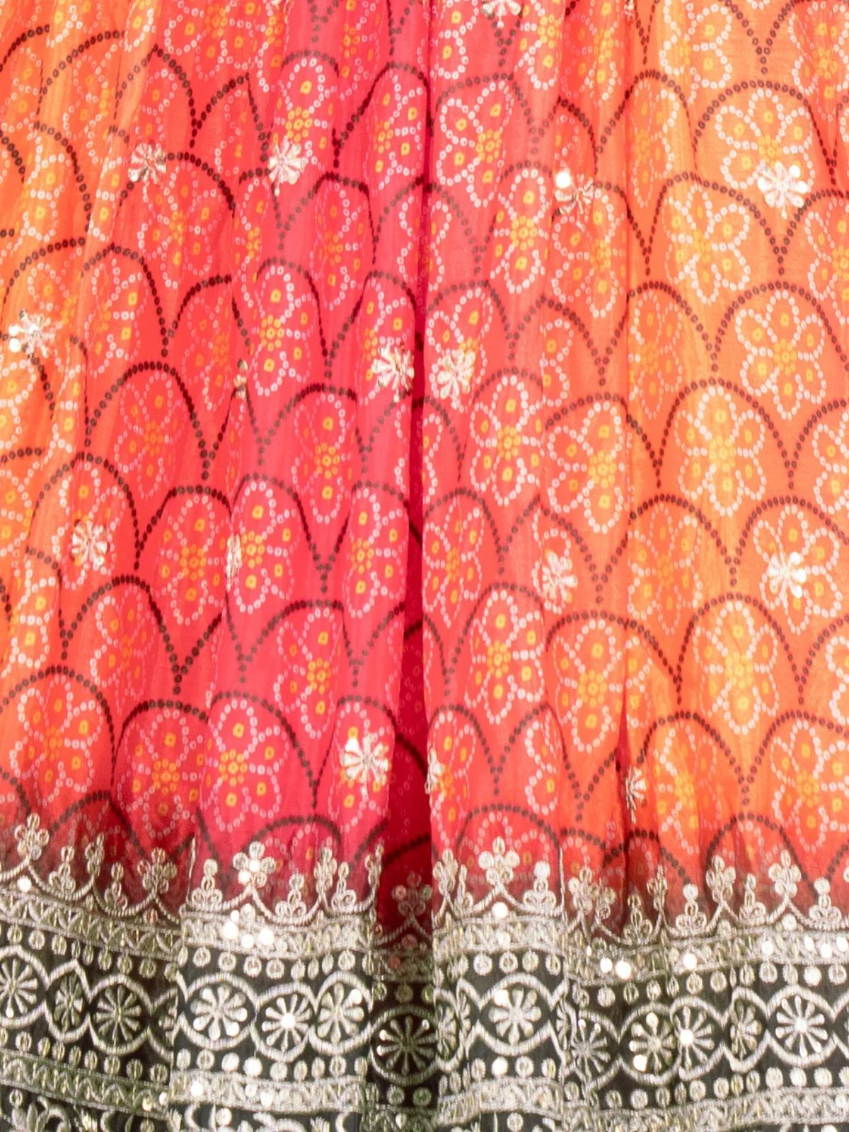 Odette Multi Colour Silk Blend Embellished Semi Stitched Lehenga For Women - Image 5