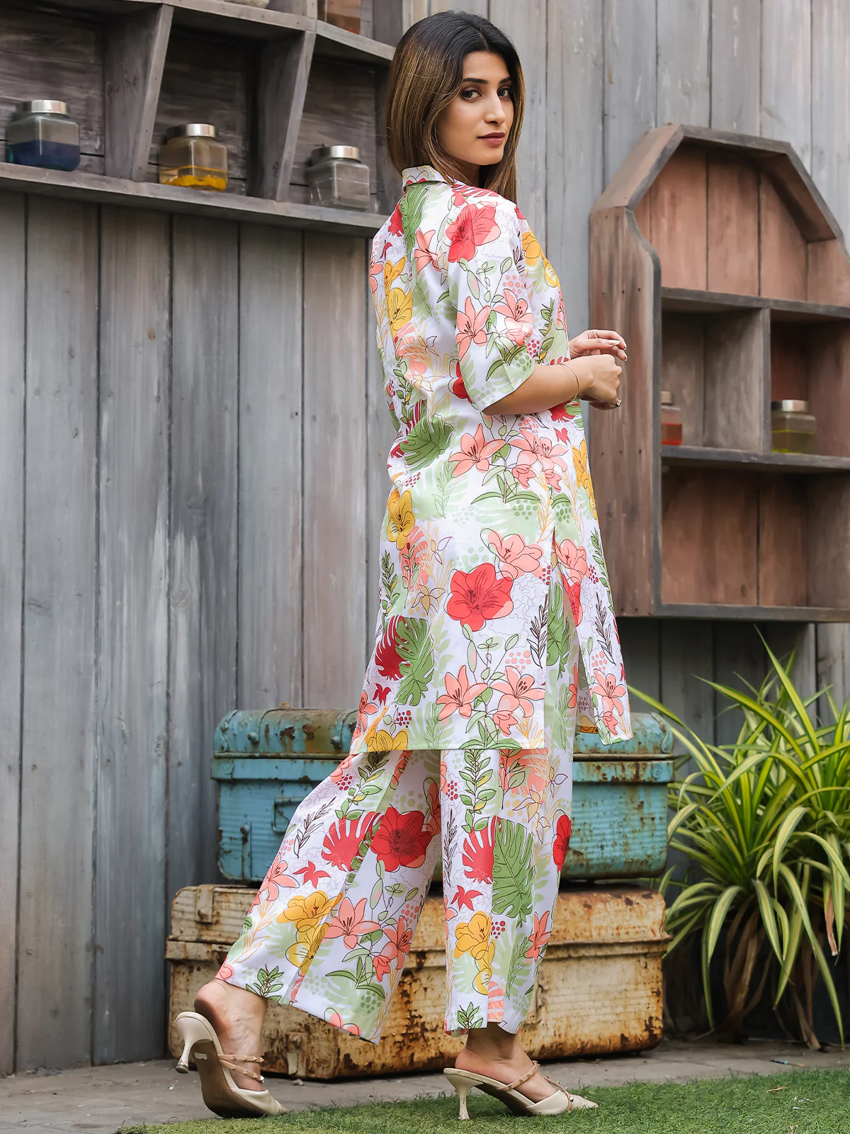 Odette Multicolor Cotton Printed Co Ord Set for Women - Image 3
