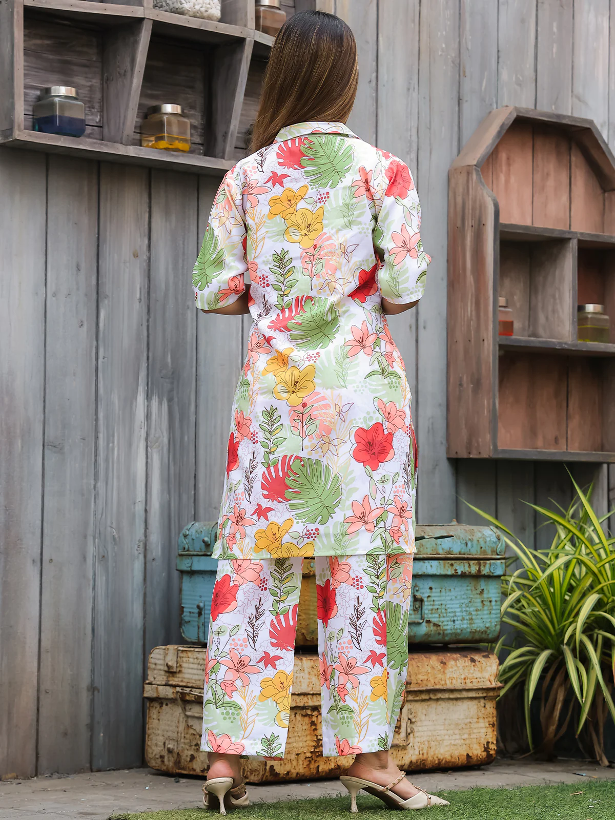 Odette Multicolor Cotton Printed Co Ord Set for Women - Image 4