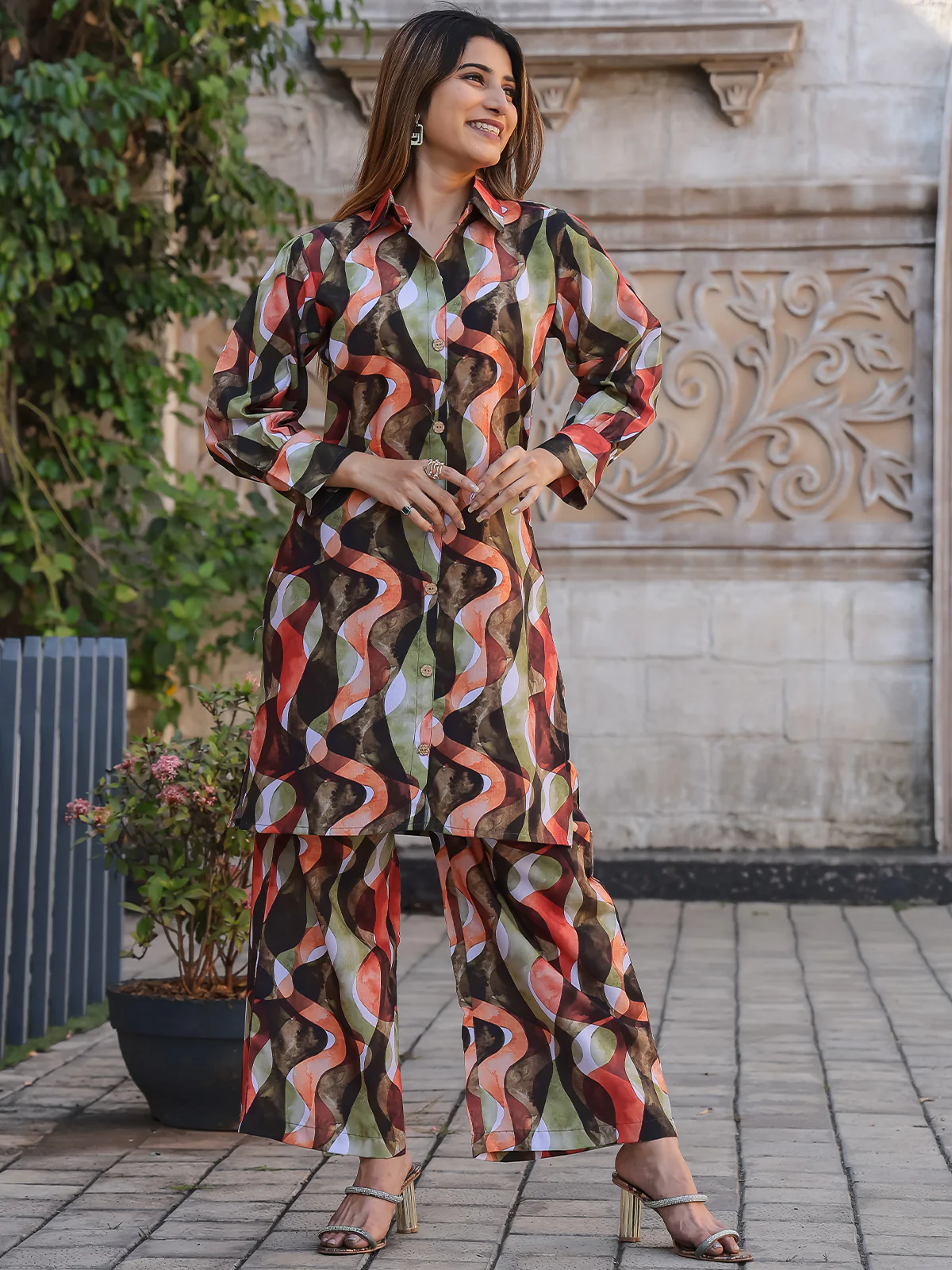 Odette Multicolor Cotton Printed Co Ord Set for Women - Image 2