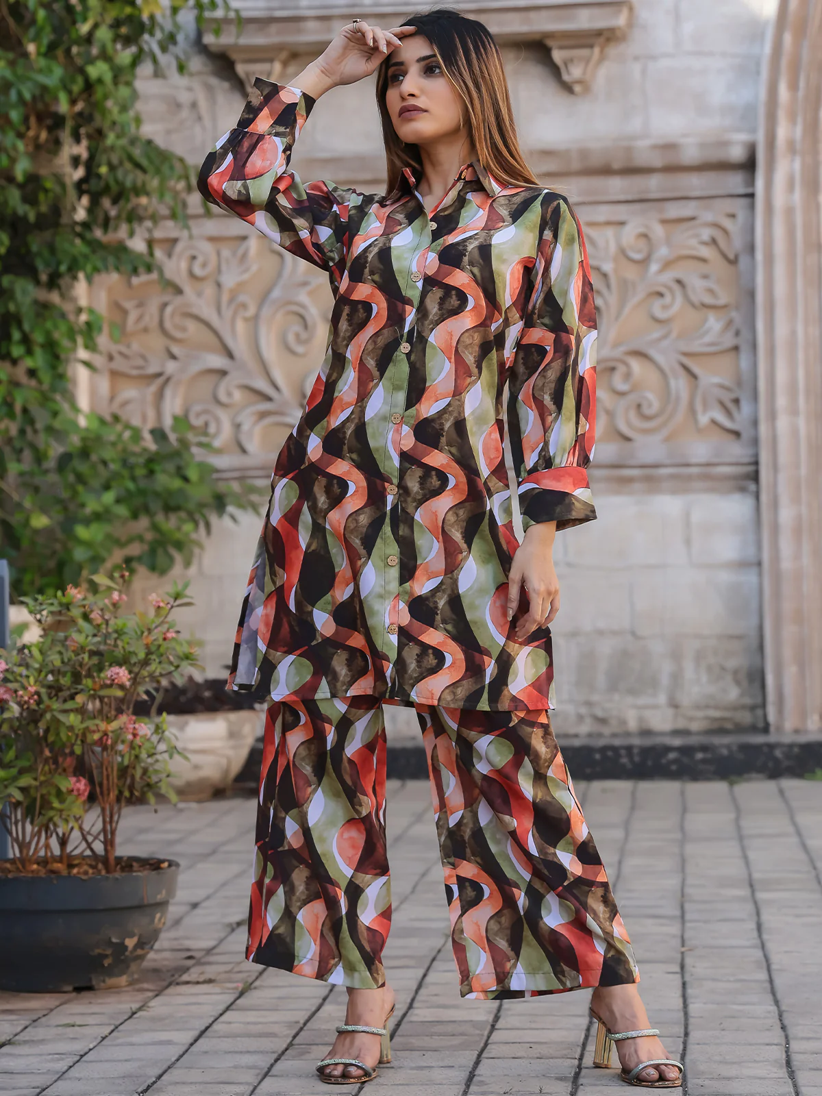Odette Multicolor Cotton Printed Co Ord Set for Women - Image 3
