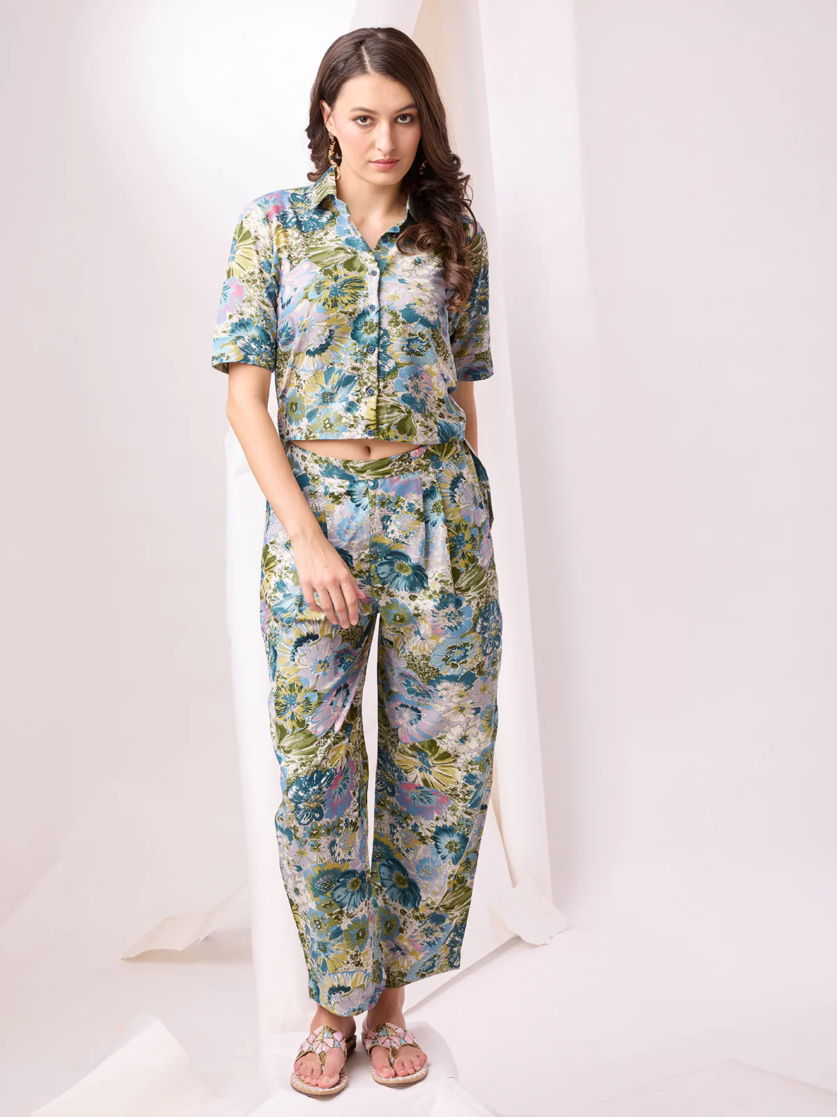 Odette Multicolor Cotton Printed Co-ord set For Women - Image 3