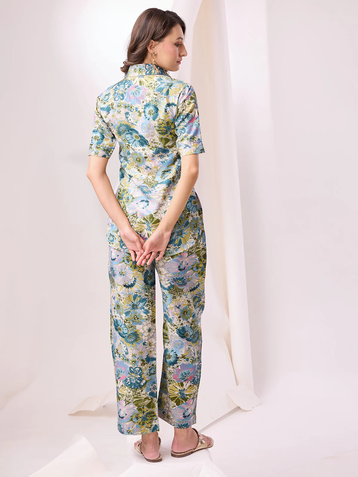 Odette Multicolor Cotton Printed Co-ord set For Women - Image 4