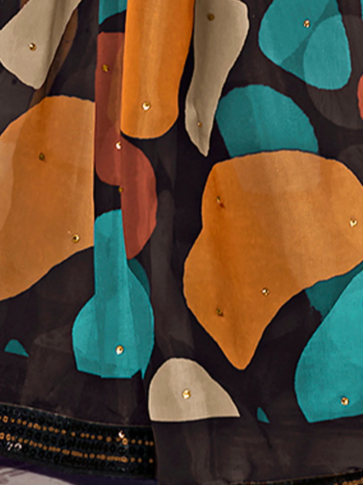 Odette Multicolor Satin Printed Saree with Unstitched Blouse For Women - Image 4