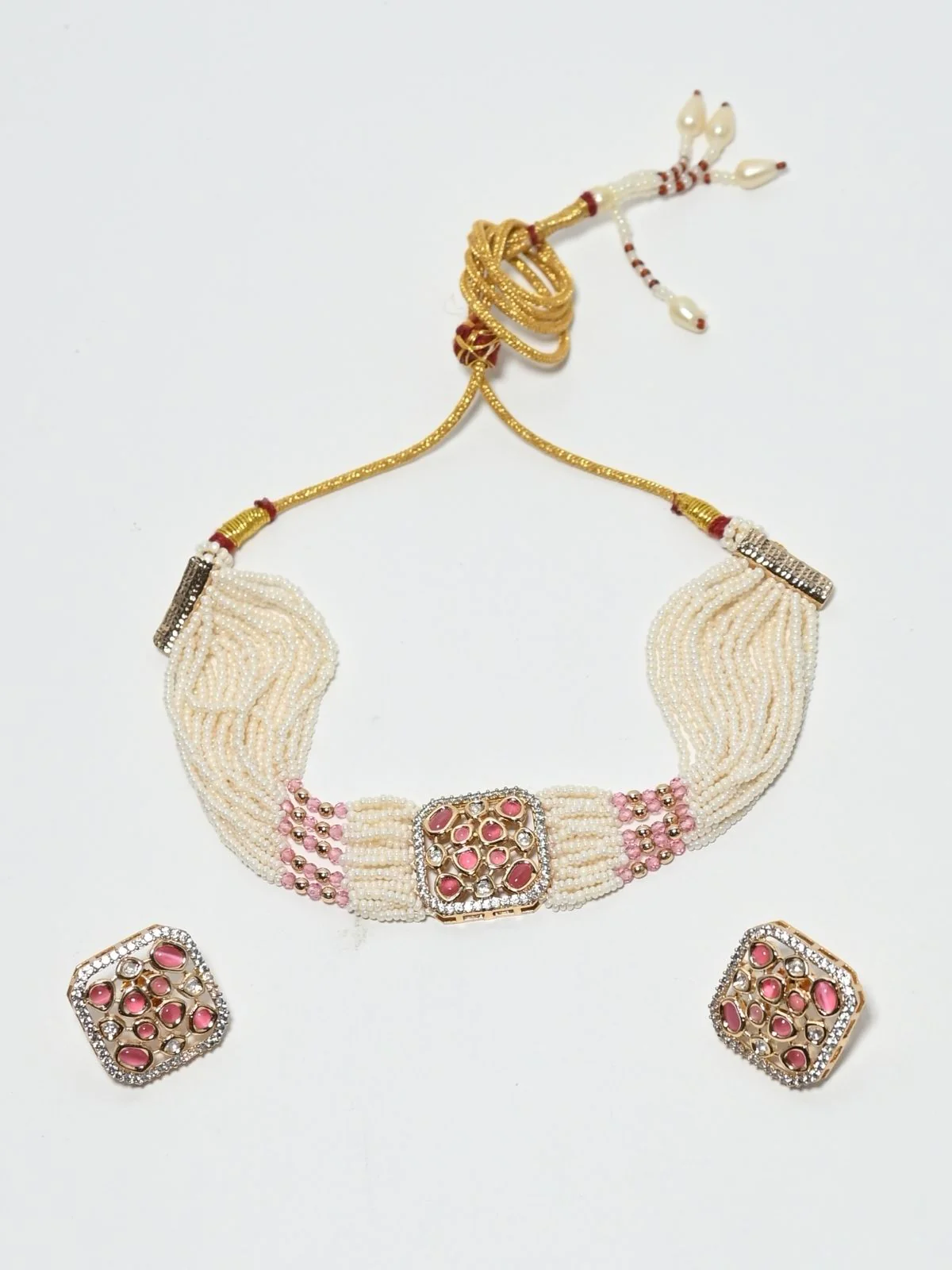 Odette Multicolor Alloy Beaded Pearl Jewellery Set For Women - Image 3