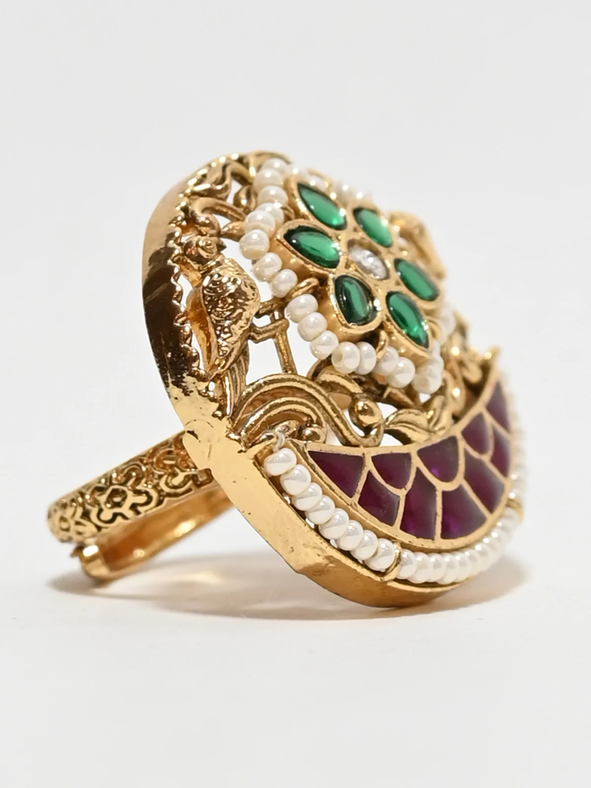 Odette Multicolor Alloy Embellished Ring For Women - Image 3