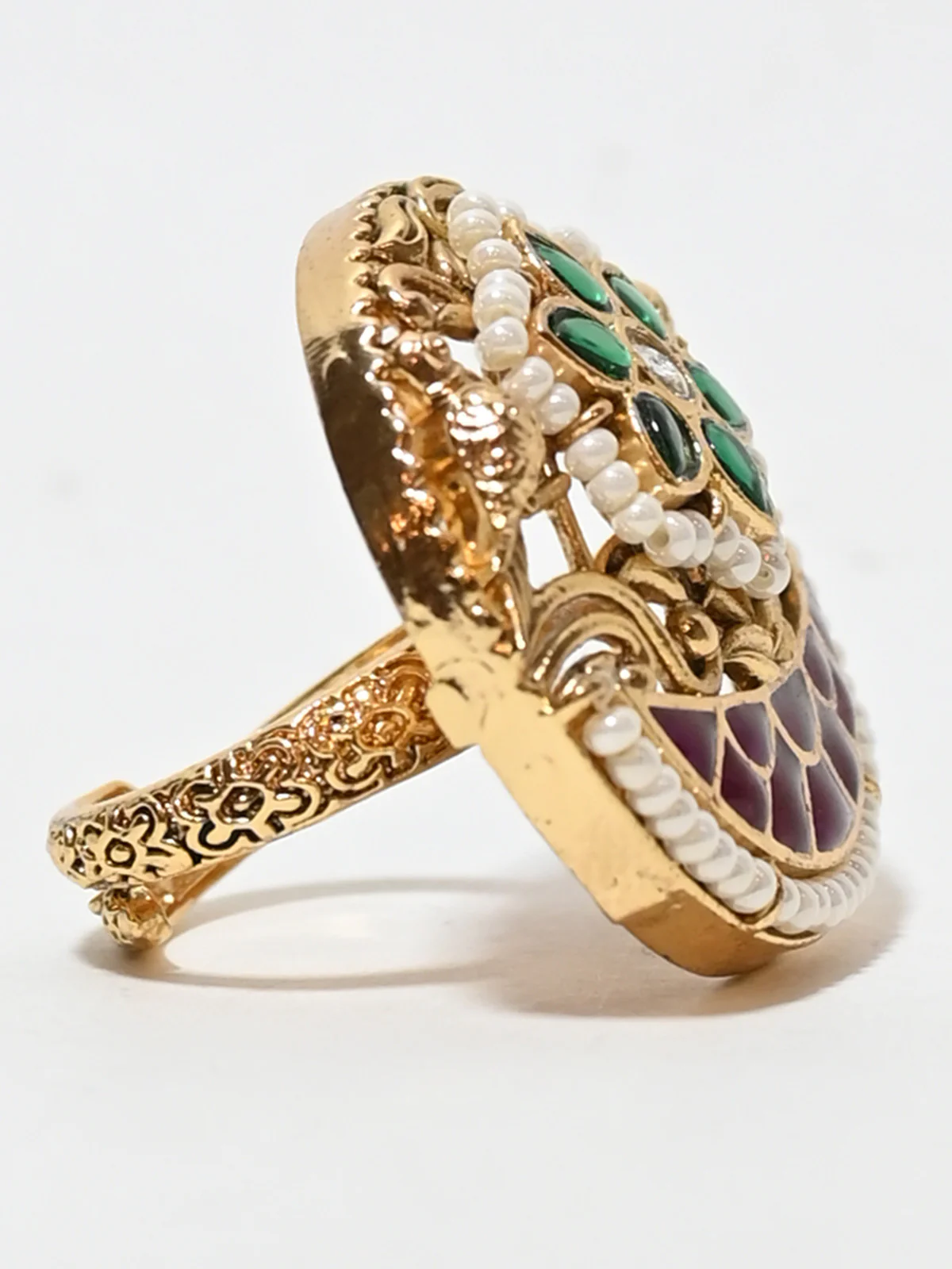 Odette Multicolor Alloy Embellished Ring For Women - Image 4