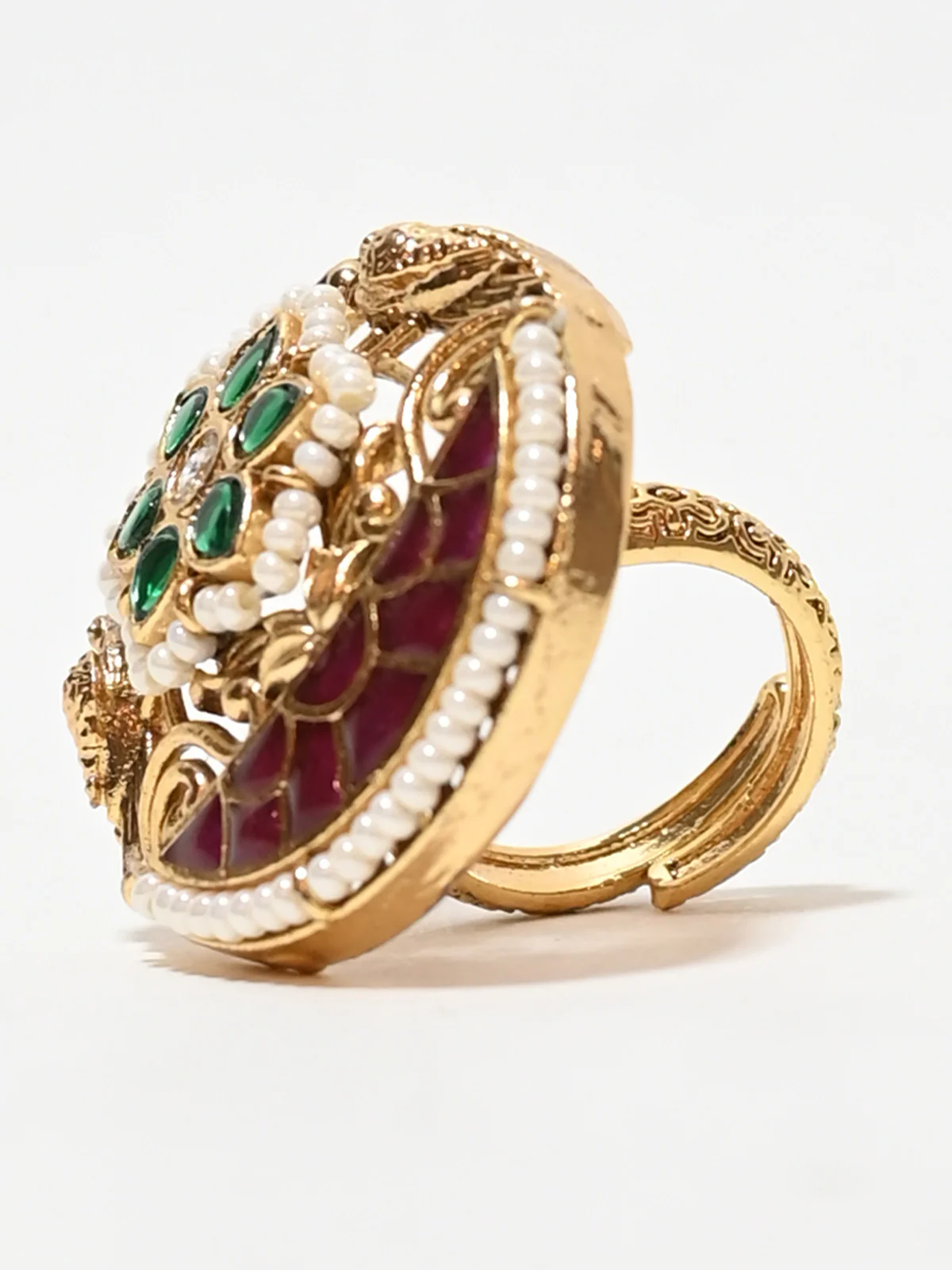 Odette Multicolor Alloy Embellished Ring For Women - Image 5