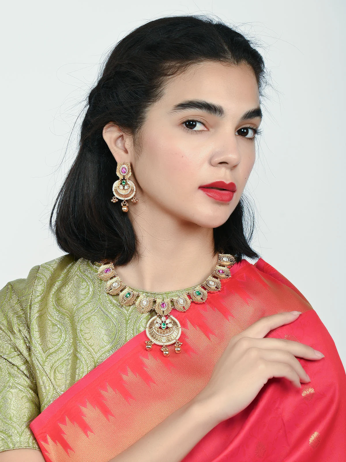 Odette Multicolor Alloy Kundan And Stone Jewellery Set For Women - Image 2