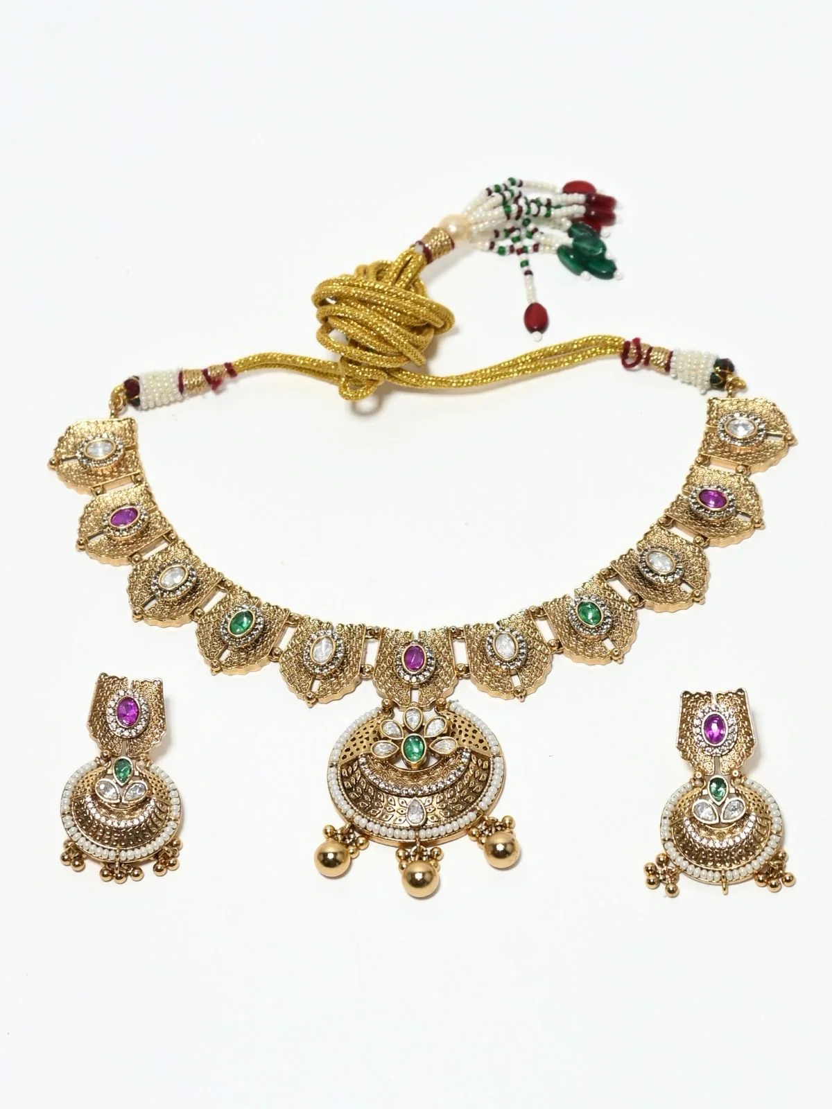 Odette Multicolor Alloy Kundan And Stone Jewellery Set For Women - Image 3