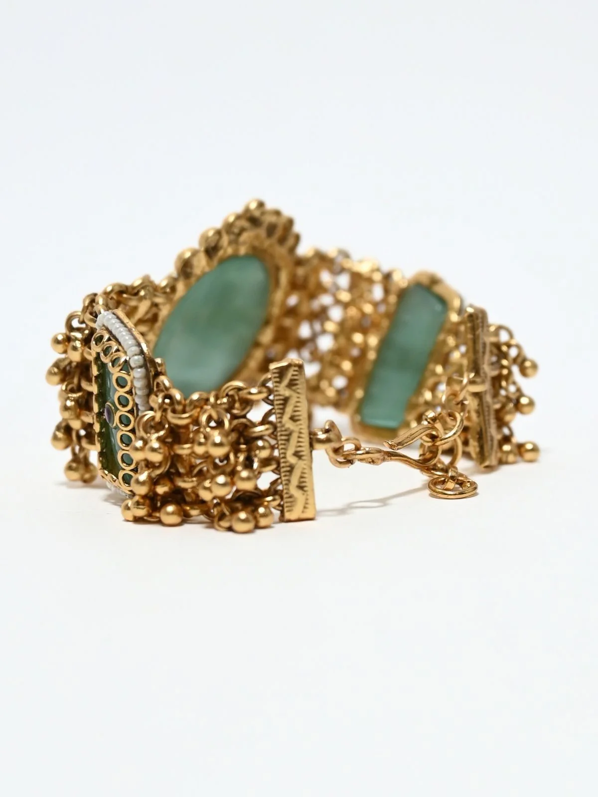 Odette Multicolor Alloy Kundan Embellished Bracelet For Women - Image 5