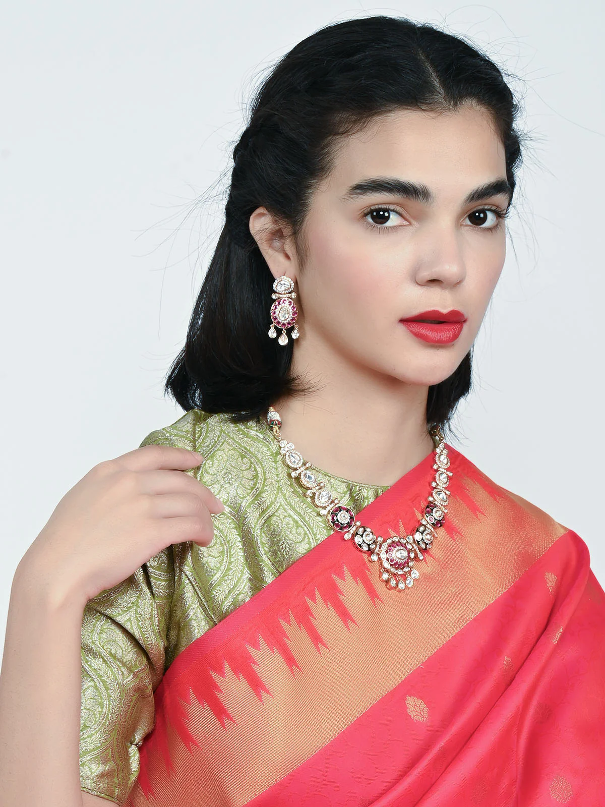 Odette Multicolor Alloy Kundan Jewellery Set For Women - Image 2