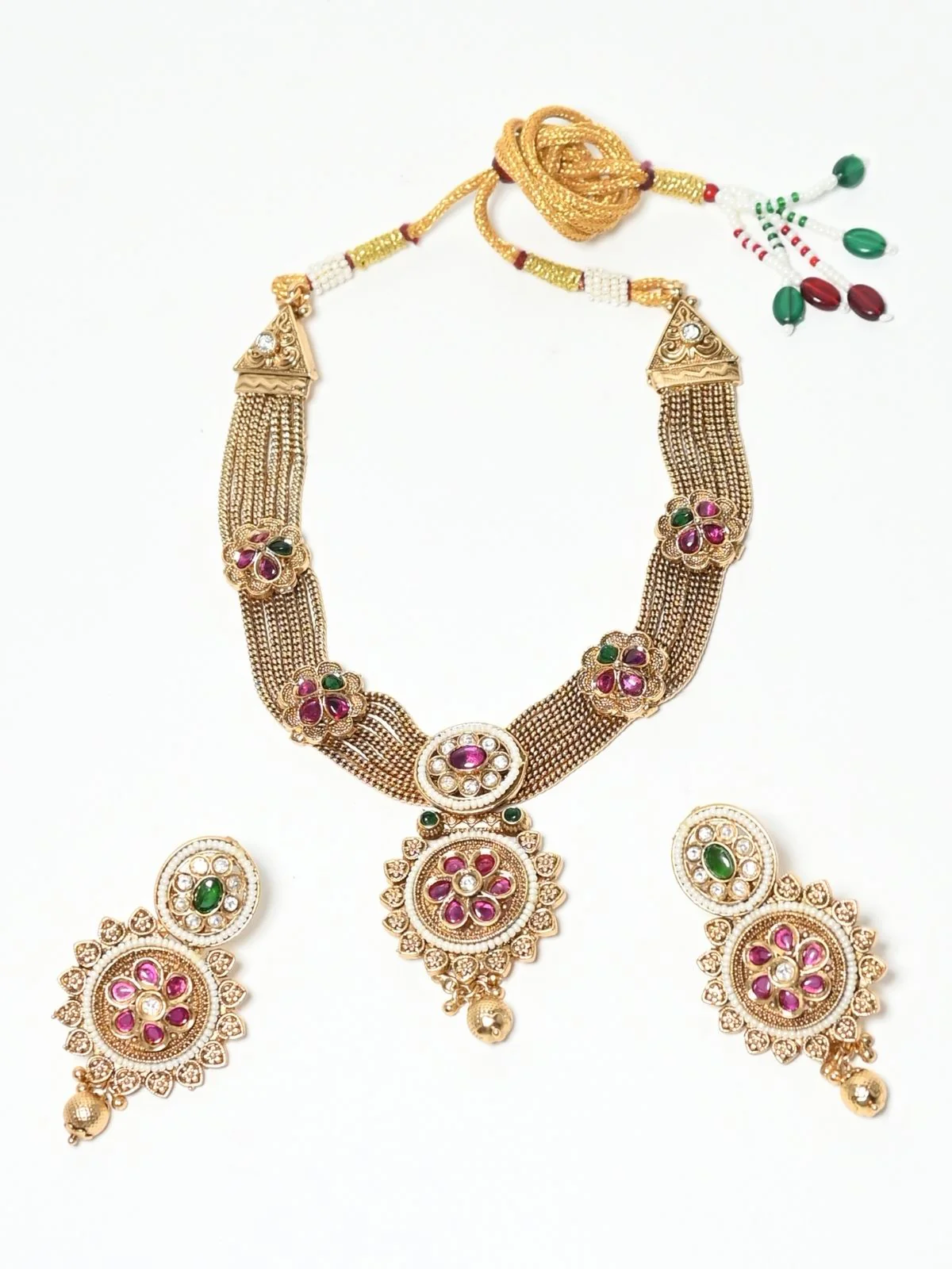 Odette Multicolor Alloy Kundan Jewellery Set For Women - Image 3