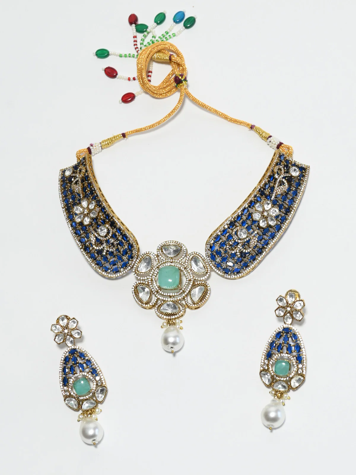 Odette Multicolor Alloy Stone Jewellery Set For Women - Image 2