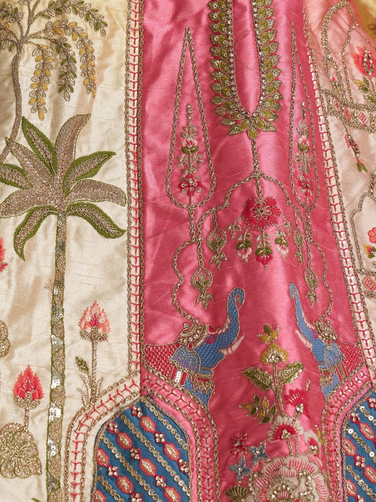 Odette Multicolor Banarasi Silk Embroidered Semi-Stitched Lehenga For Women - Image 6