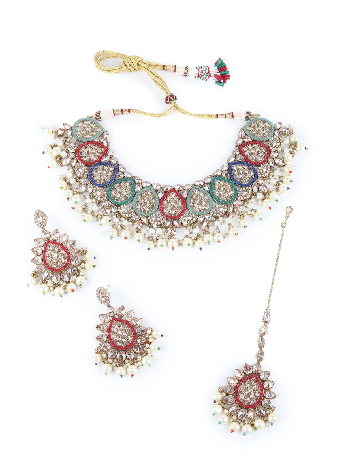 Odette Multicolor Beads And Kundan Embellished Choker Neck Piece For Women - Image 4