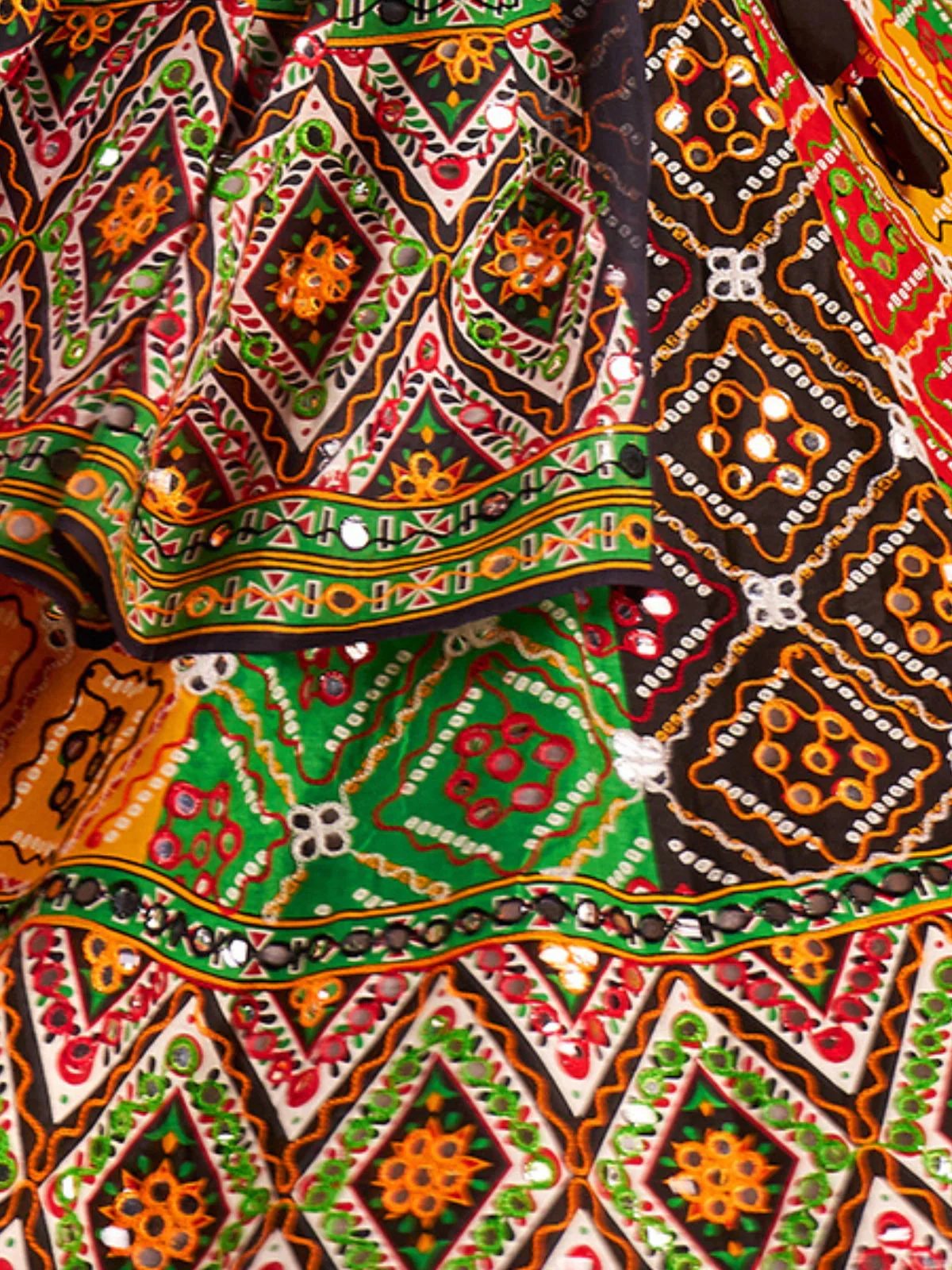 Odette Multicolor Cotton Blend Embroidered Semi-Stitched lehenga For Women - Image 6
