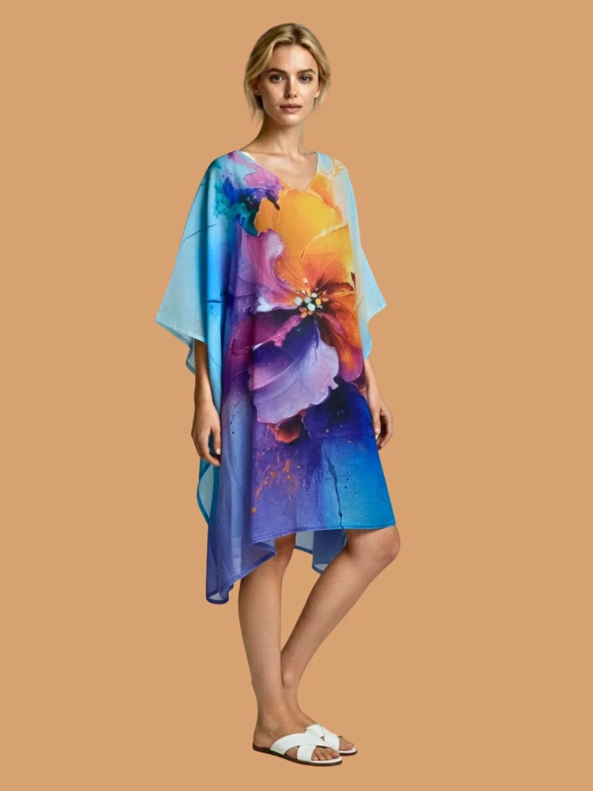 Odette Multicolor Cotton Blend Printed Kaftan For Women - Image 2