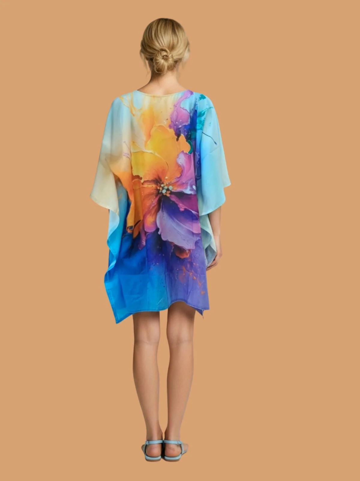 Odette Multicolor Cotton Blend Printed Kaftan For Women - Image 3