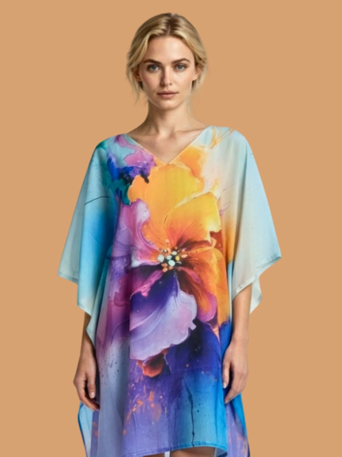 Odette Multicolor Cotton Blend Printed Kaftan For Women - Image 4