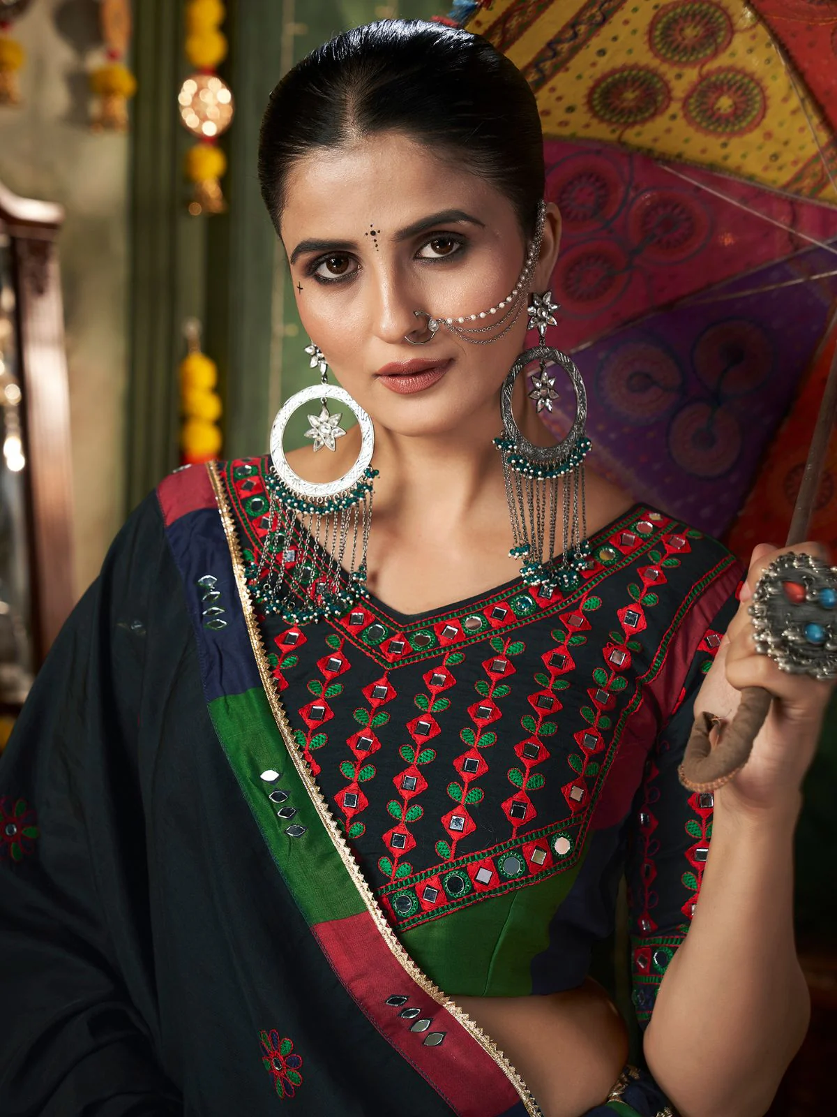 Odette Multicolor Cotton Blend Printed Stitched Lehenga With Blouse For Women - Image 6