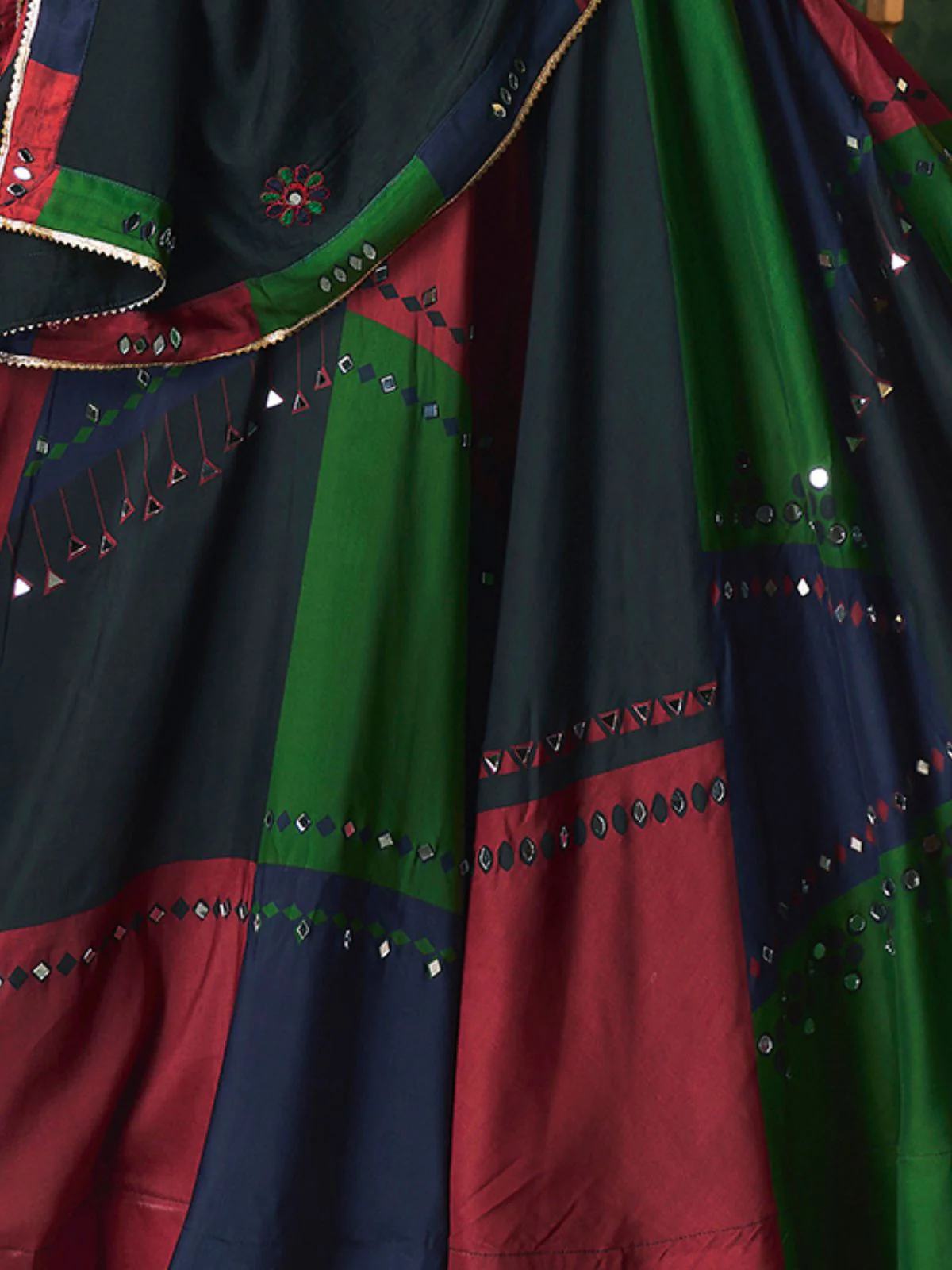 Odette Multicolor Cotton Blend Printed Stitched Lehenga With Blouse For Women - Image 8