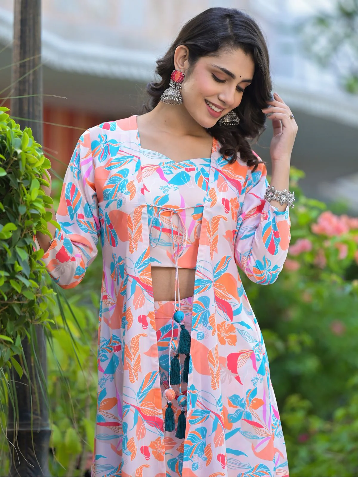 Odette Multicolor Cotton Printed Indo Western Co Ord Set For Women - Image 4
