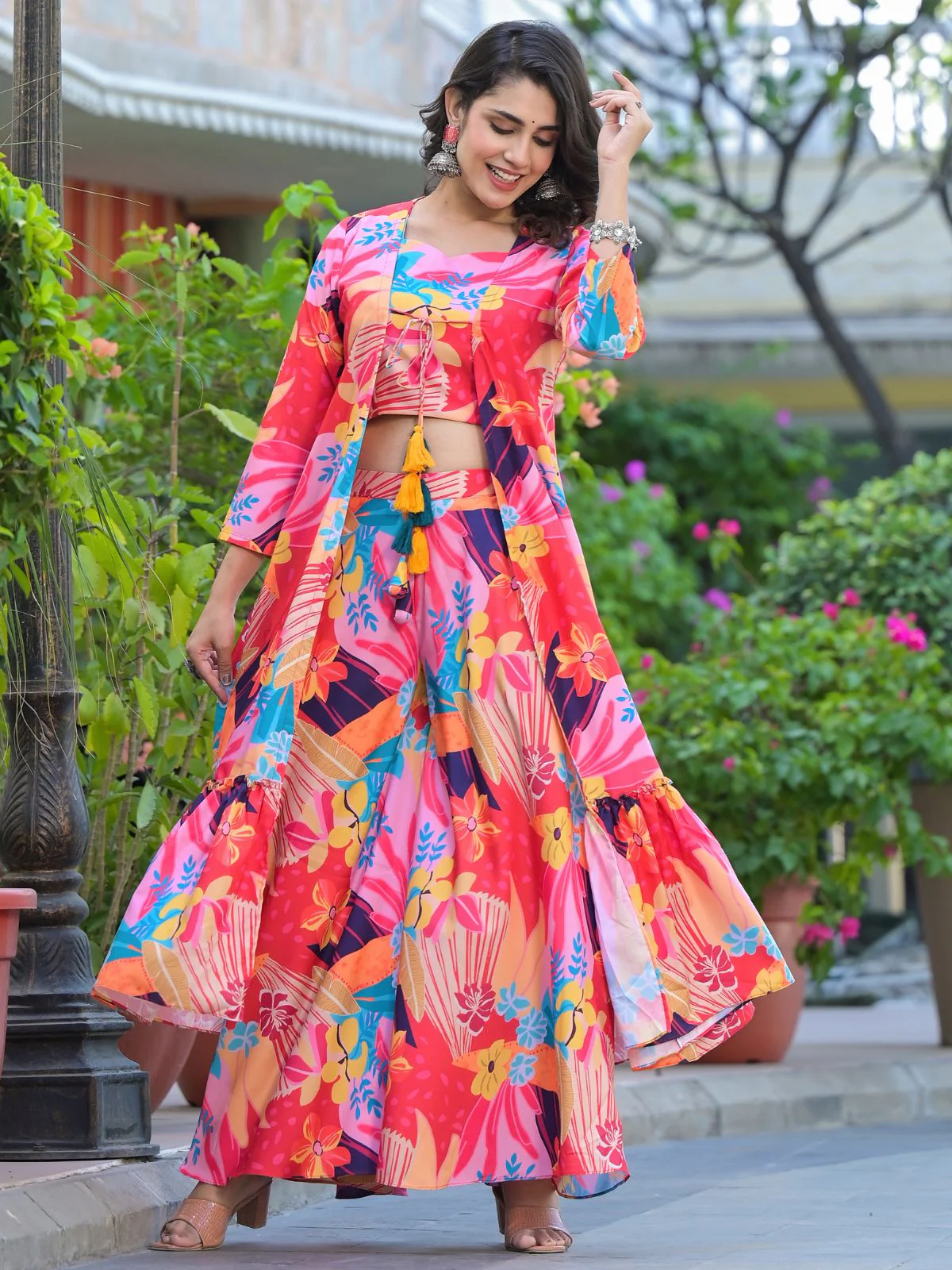 Odette Multicolor Cotton Printed Indo Western Co Ord Set For Women - Image 2