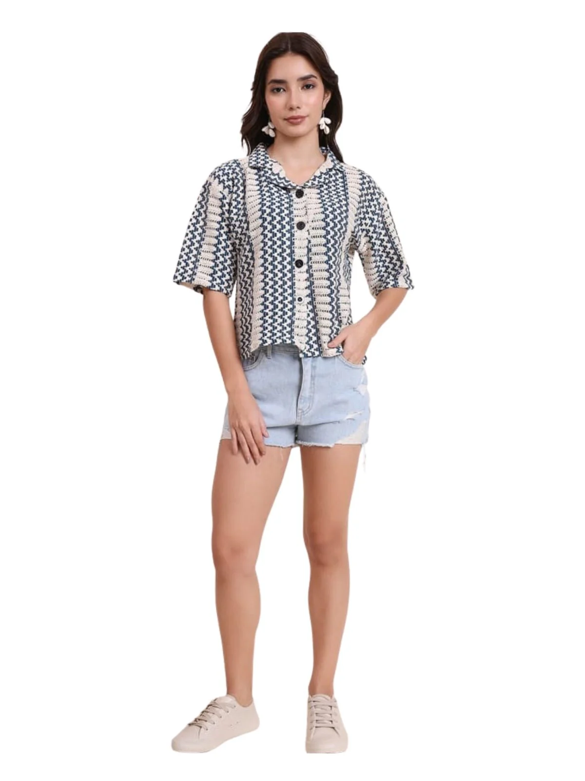 Odette Multicolor Cotton Printed Shirt For Women