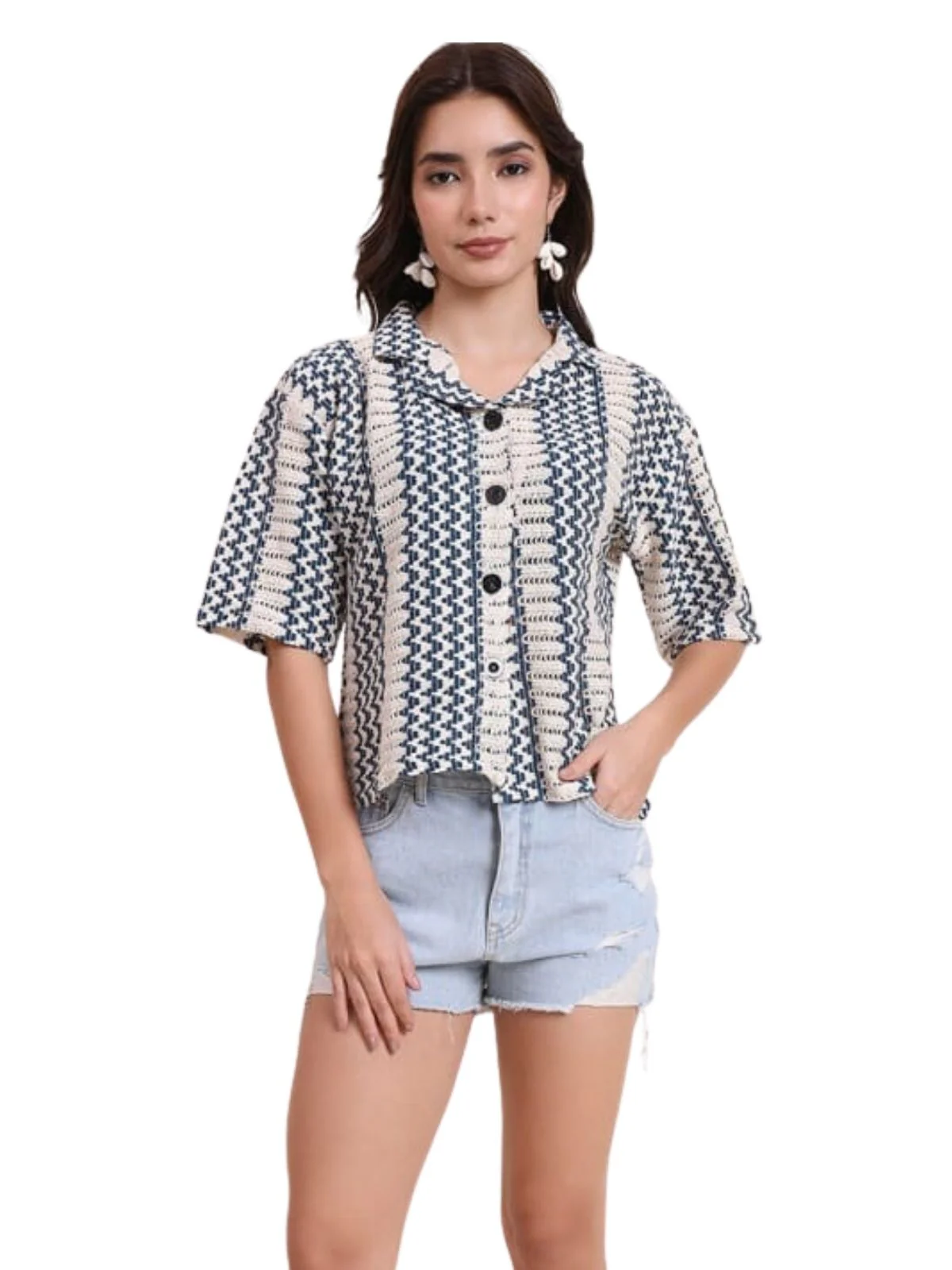 Odette Multicolor Cotton Printed Shirt For Women - Image 2
