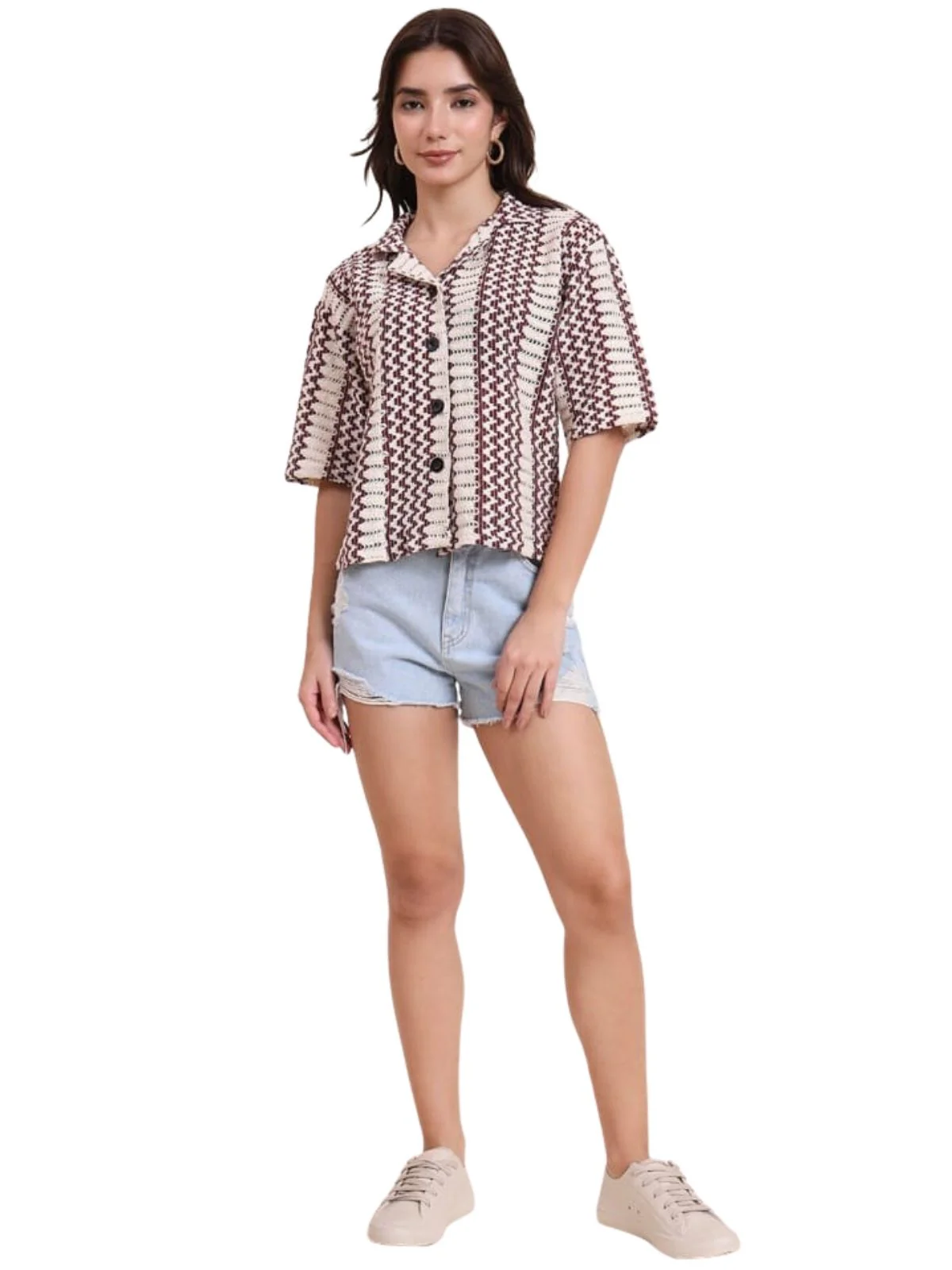 Odette Multicolor Cotton Printed Shirt For Women