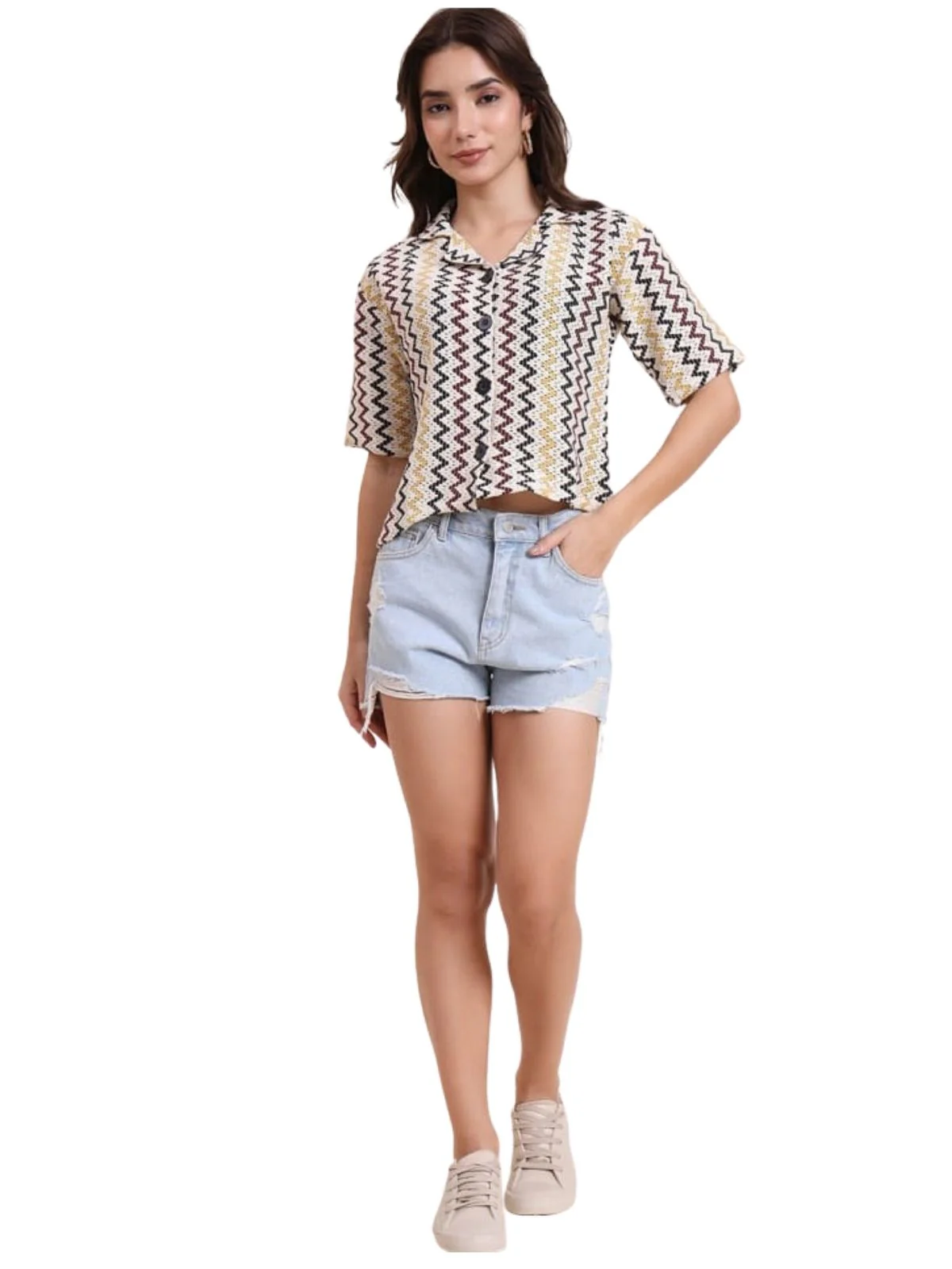 Odette Multicolor Cotton Printed Shirt For Women